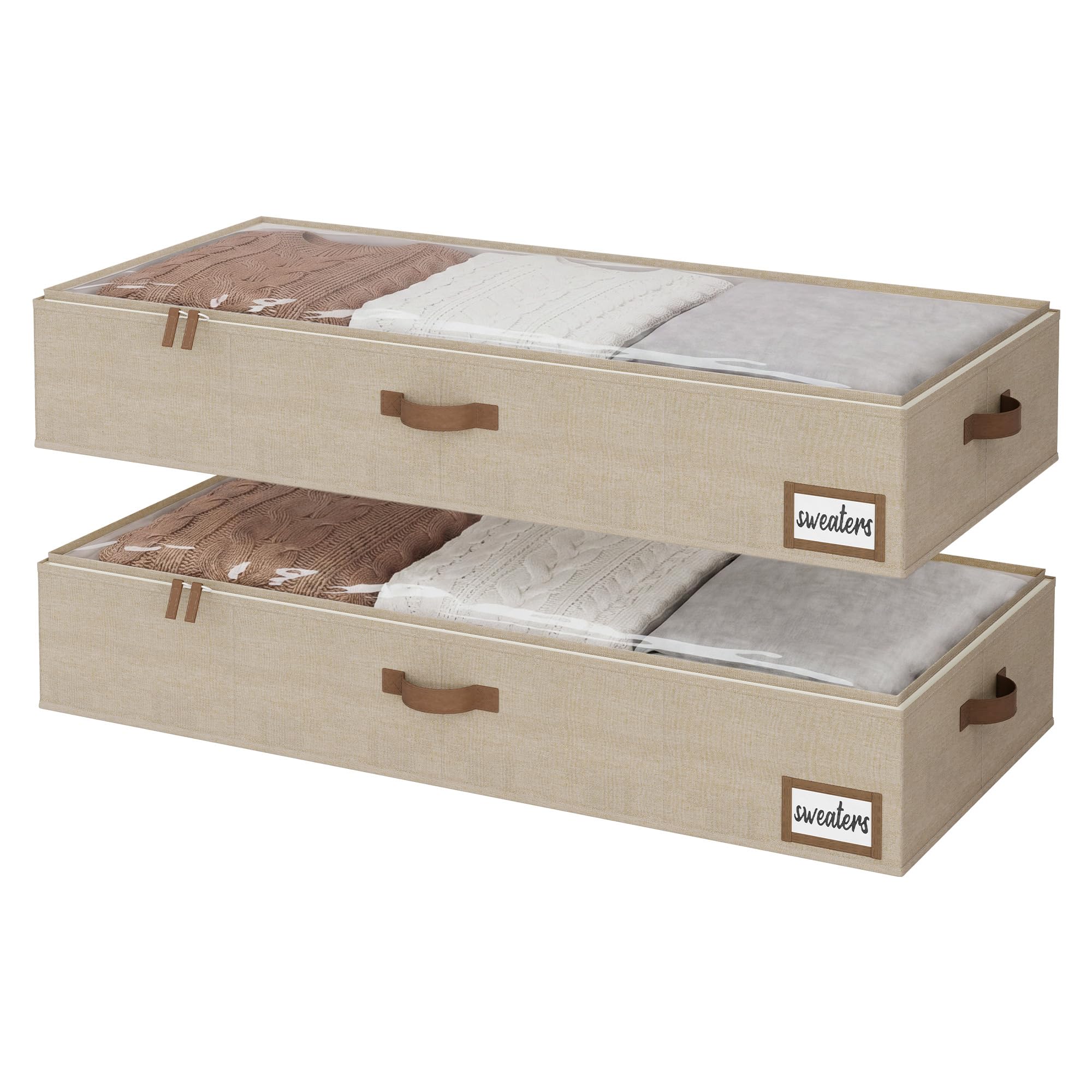 StorageWorks Underbed Storage Bins, Under Bed Storage Containers with Zippers, Closet Organizer for Clothes, Blankets