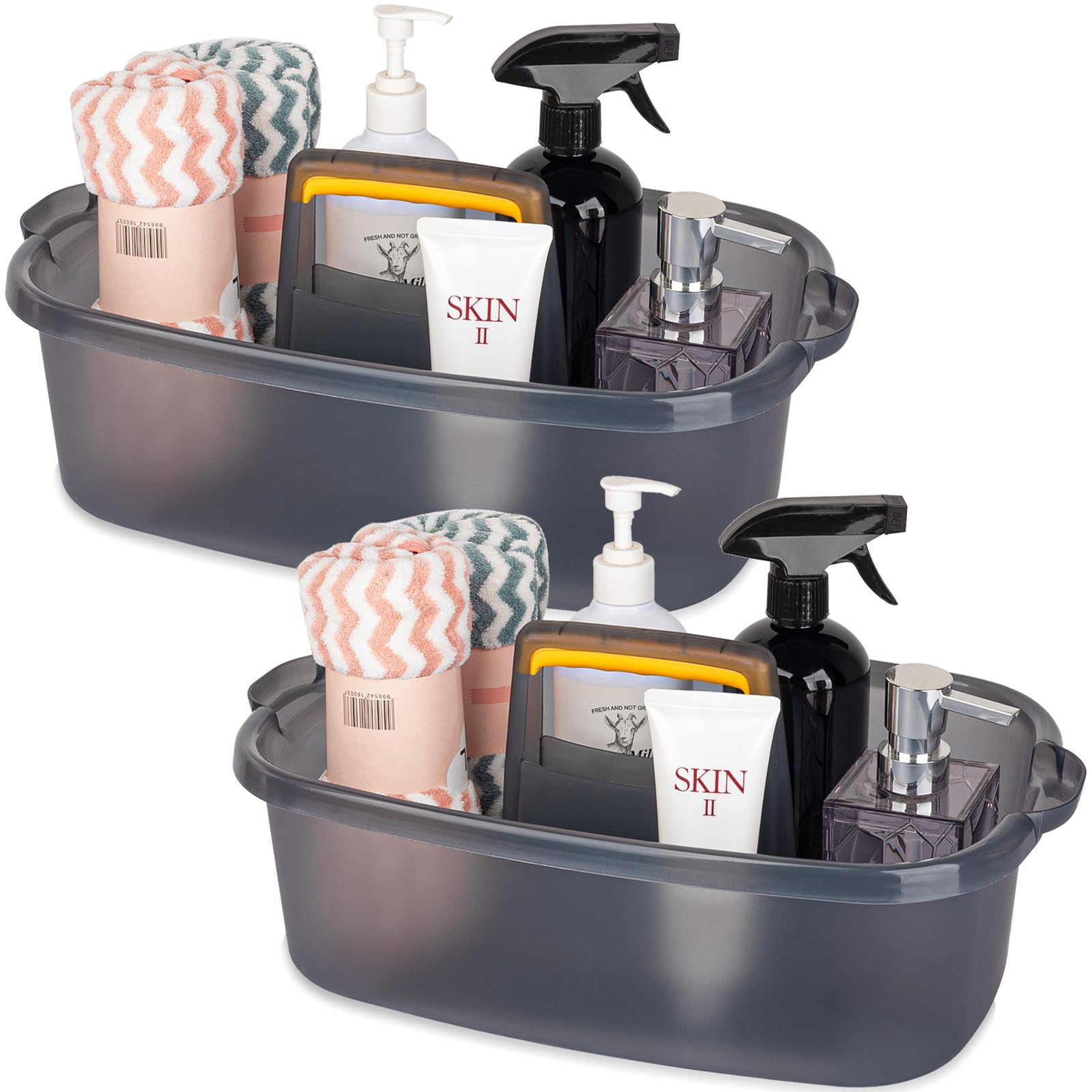 Large Cleaning Supplies Caddy Portable Shower Basket Supply Organizer with Handle Plastic Bucket Tool Storage for Bathroom, Bedroom, Kitchen, College Dorm, Garden