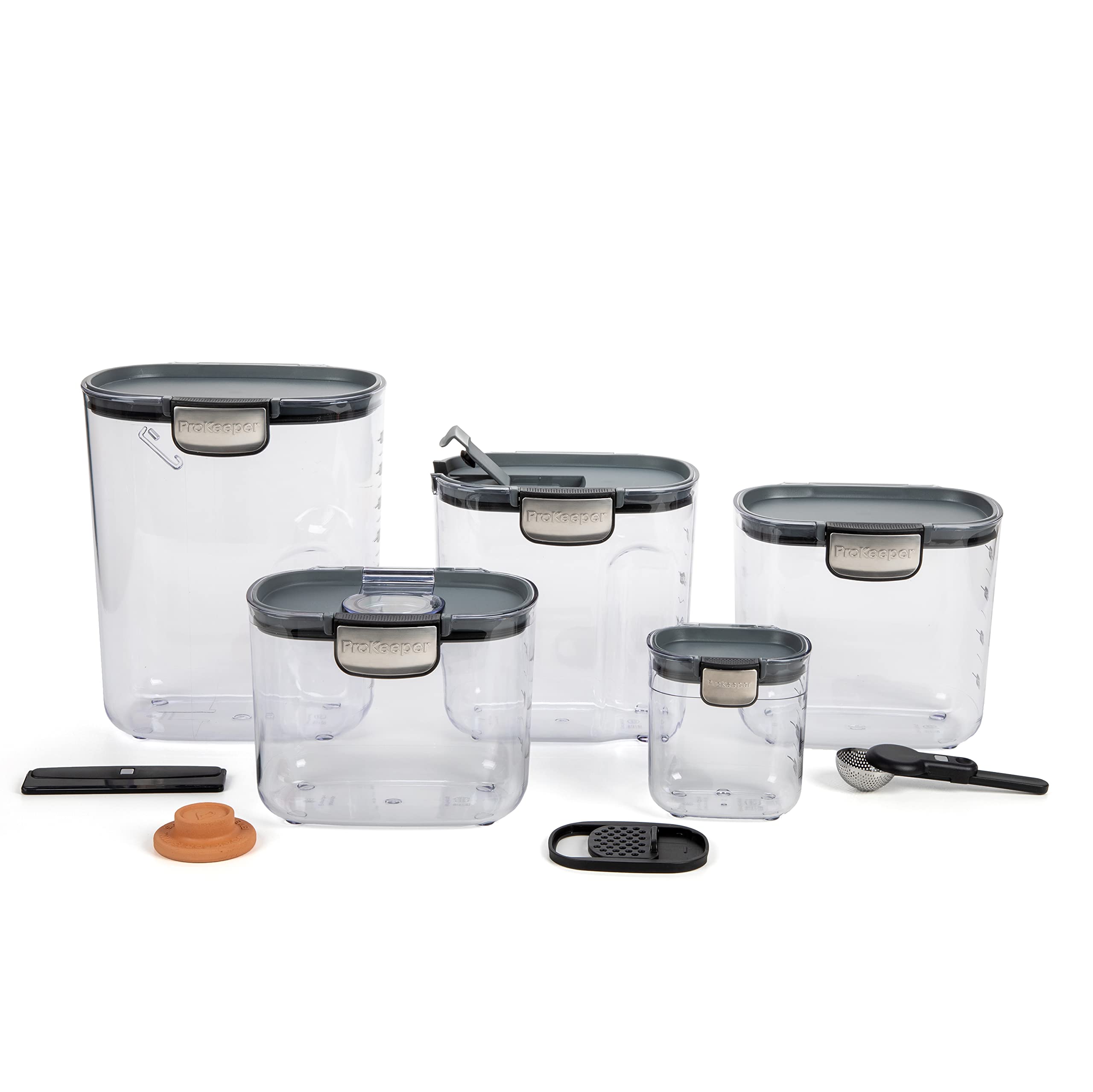 ProKeeper+ Airtight Food Storage Container Set – Clear Plastic Flour and Sugar Canister Set with Magnetic Accessories for Kitchen Organization