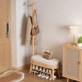 AQIMUELE Solid Wood Shoe Bench and Coat Rack