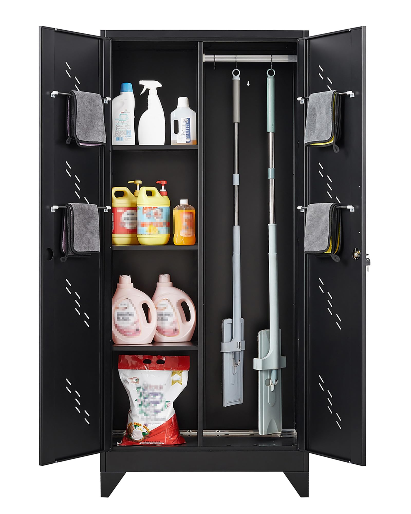 YILFANA Metal Storage Cabinet with Lockable Doors, Functional Garage Storage Cabinets, Heavy-Duty Tool Organization Cabinet