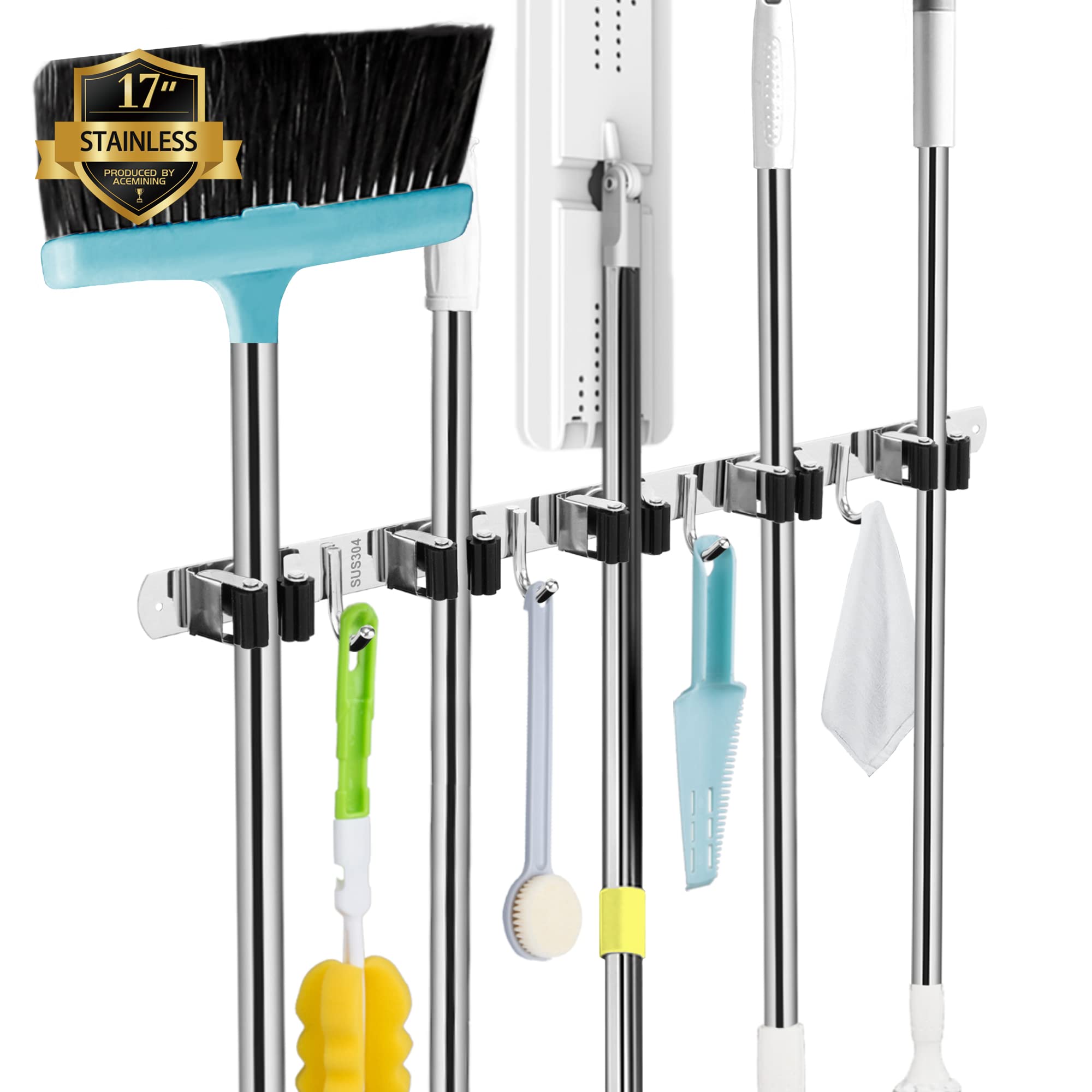AceMining Broom and Mop Holder Wall Mounted Tools