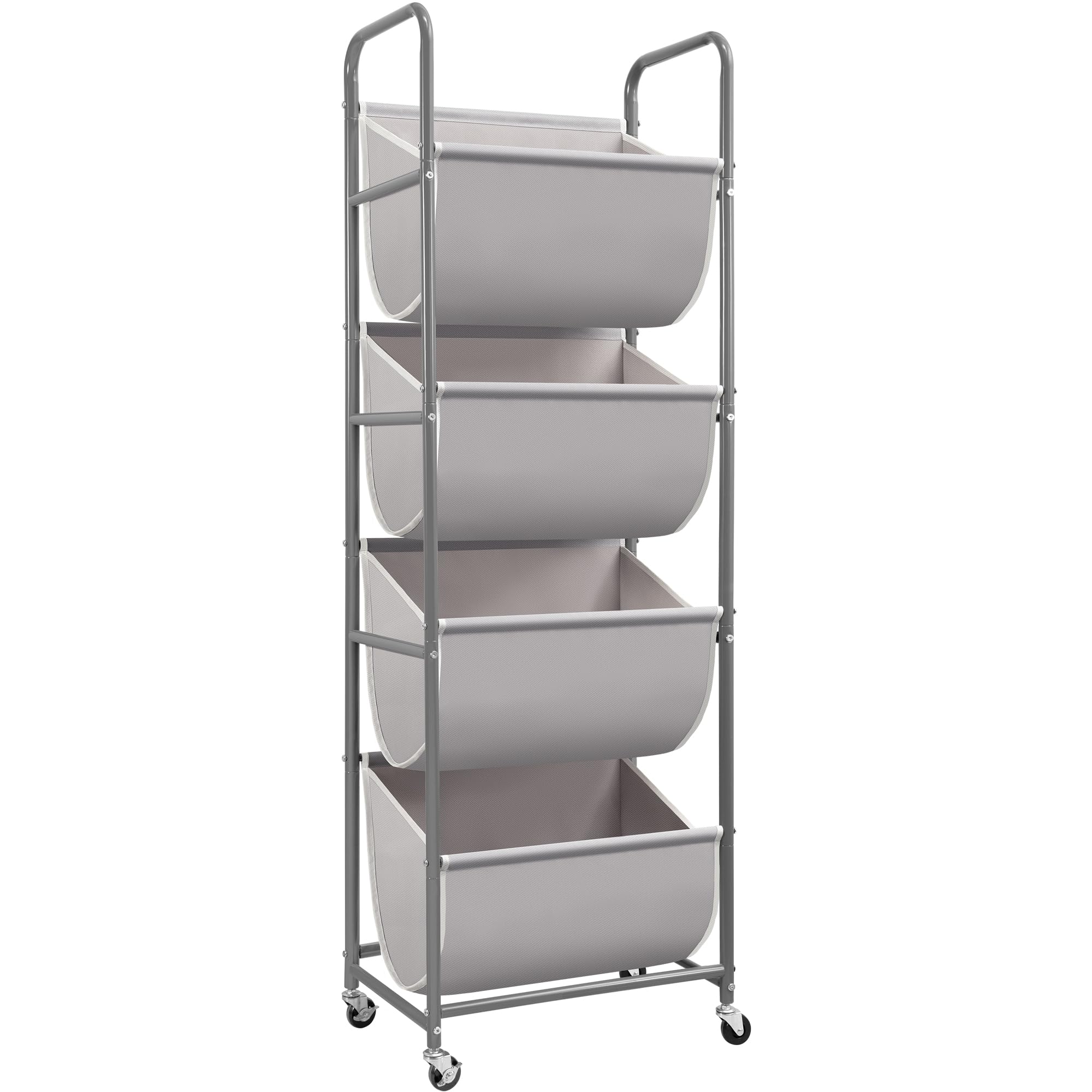STORAGE MANIAC 80 Liters Vertical Rolling Laundry Hamper, 2 Section Laundry Sorter with Wheels and 2 Breaks, 2-tier Laundry Baskets for Small Space, Dorm, Laundry Room, Closet, Bathroom