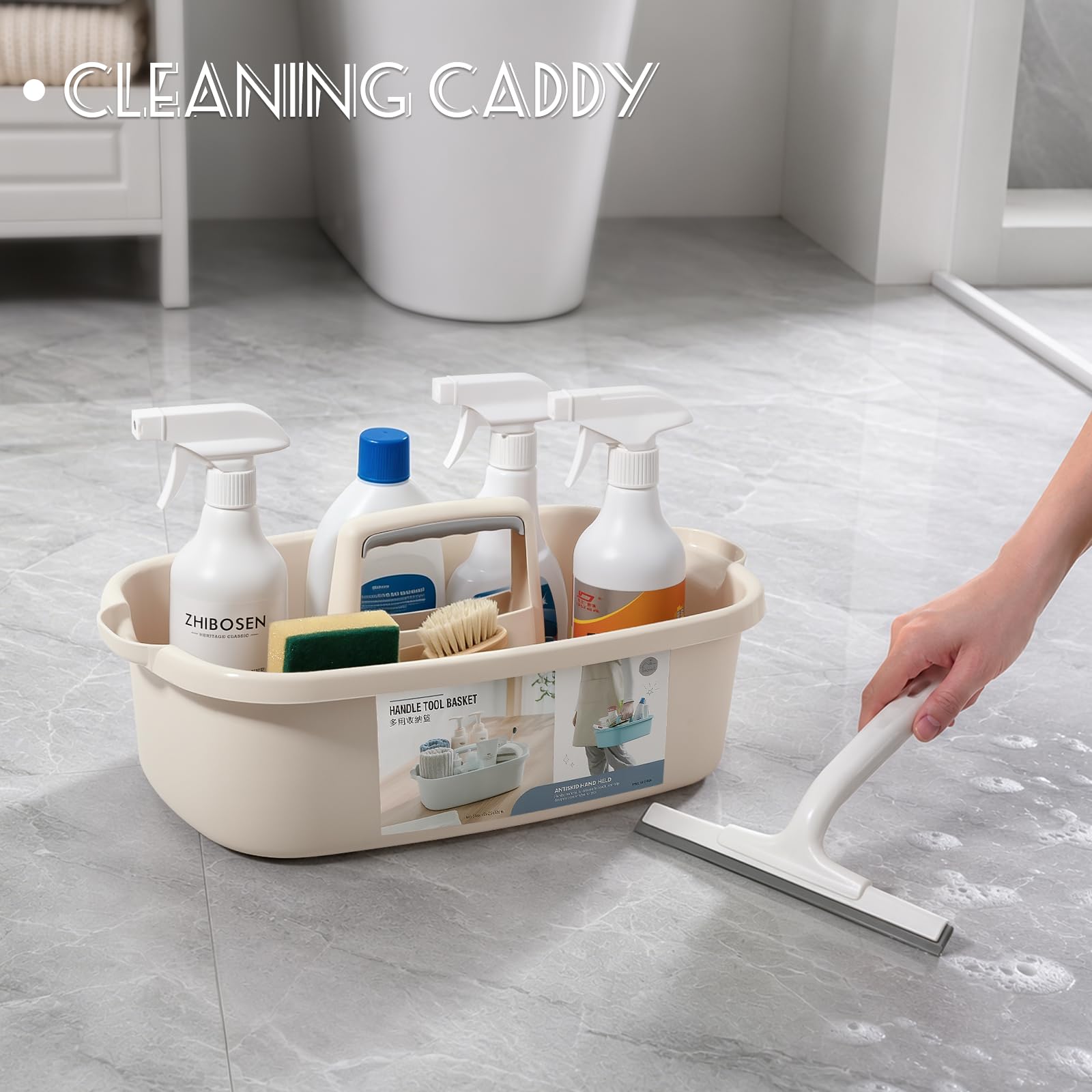 Large Cleaning Supplies Caddy Portable Shower Basket Supply Organizer with Handle Plastic Bucket Tool Storage for Bathroom, Bedroom, Kitchen, College Dorm, Garden