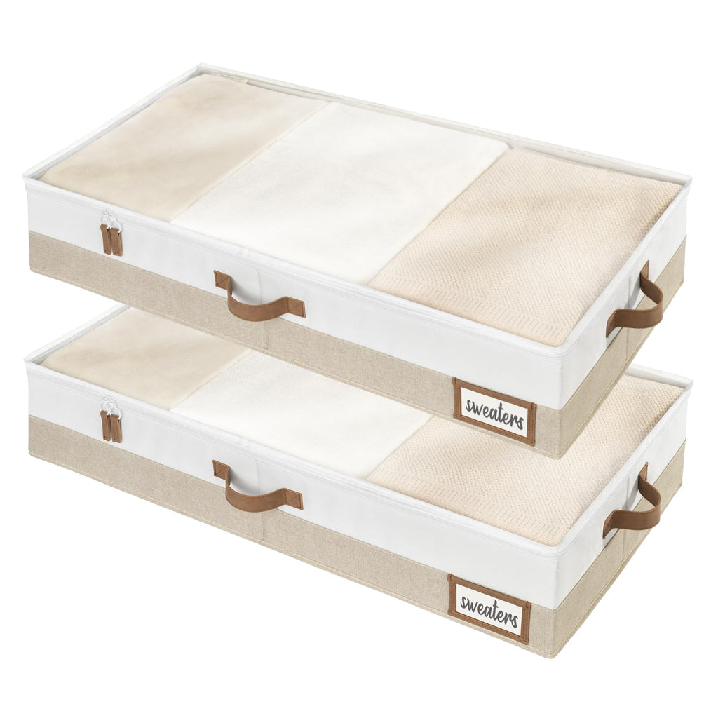 StorageWorks Underbed Storage Bins, Under Bed Storage Containers with Zippers, Closet Organizer for Clothes, Blankets