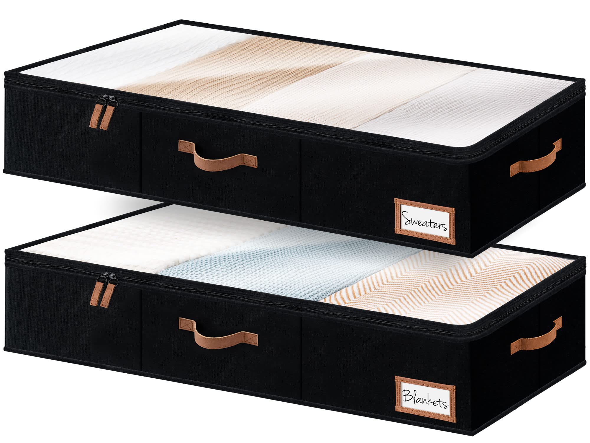 StorageWorks Underbed Storage Bins, Under Bed Storage Containers with Zippers, Closet Organizer for Clothes, Blankets