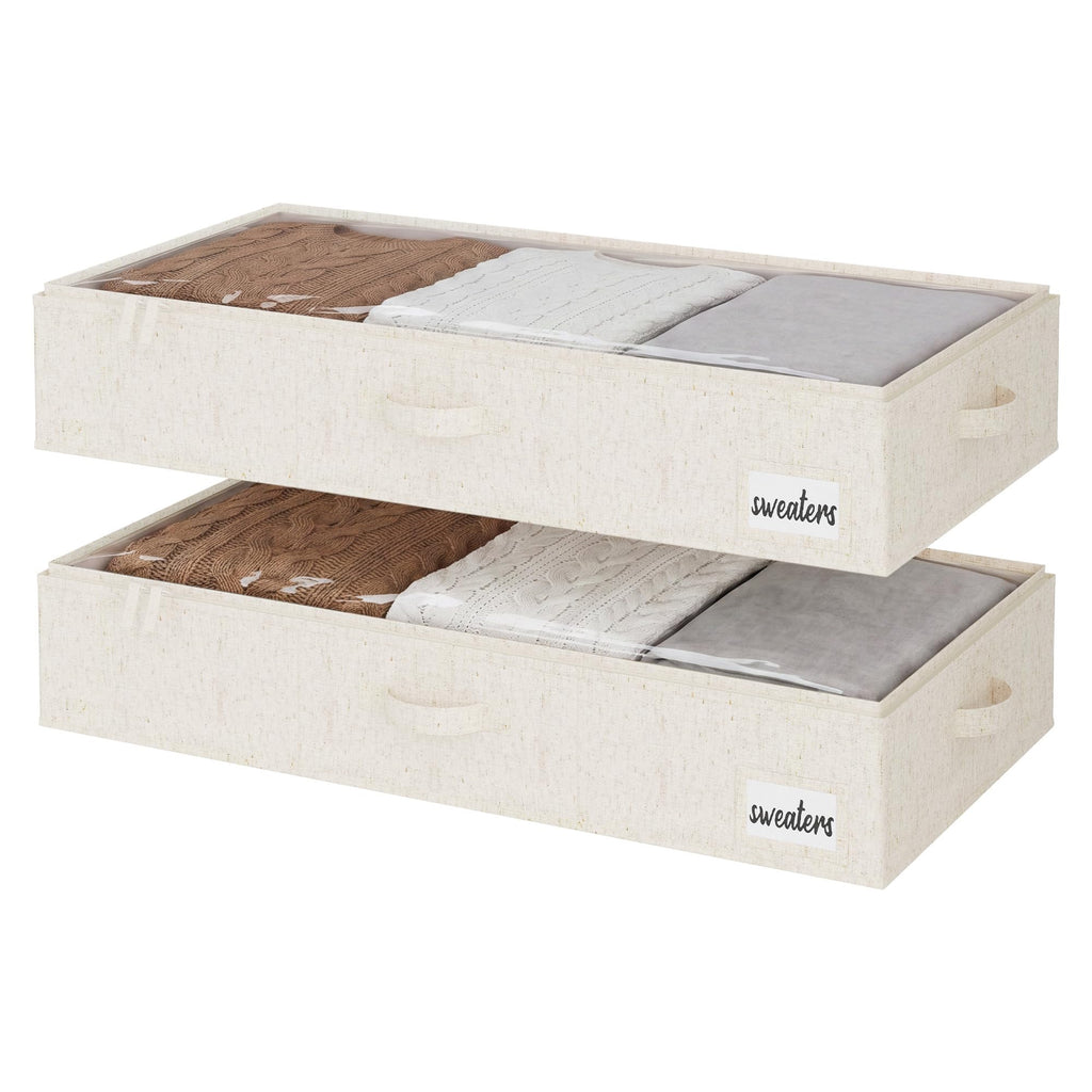 StorageWorks Underbed Storage Bins, Under Bed Storage Containers with Zippers, Closet Organizer for Clothes, Blankets