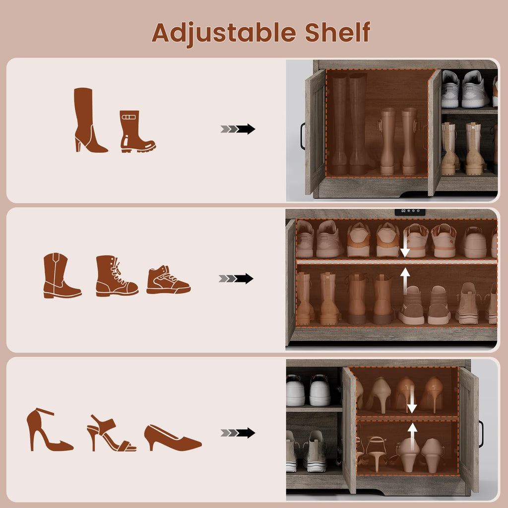 Farmhouse Shoe Storage Bench with Cushion Seat