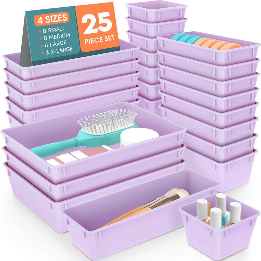 WOWBOX 25 PCS Plastic Drawer Organizer Set