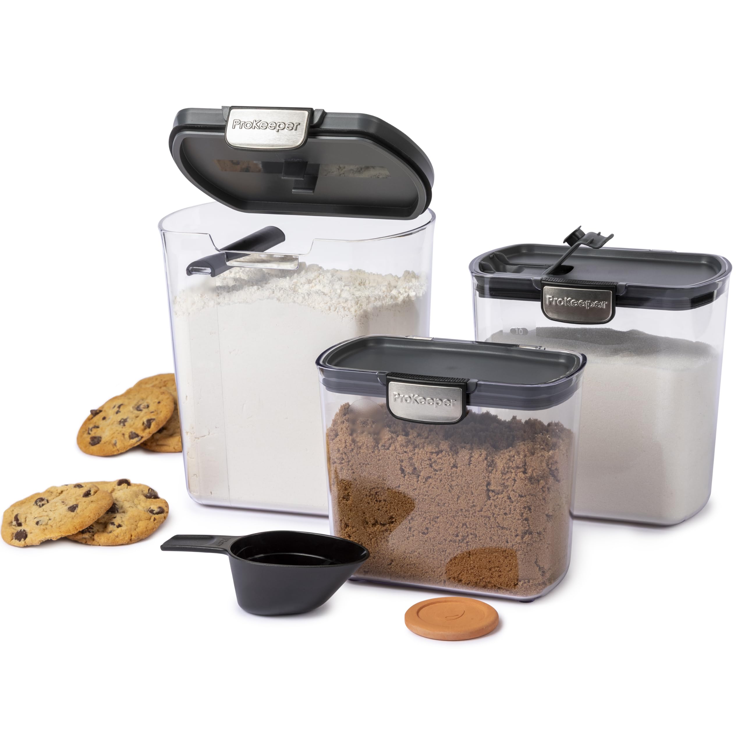 ProKeeper+ Airtight Food Storage Container Set – Clear Plastic Flour and Sugar Canister Set with Magnetic Accessories for Kitchen Organization