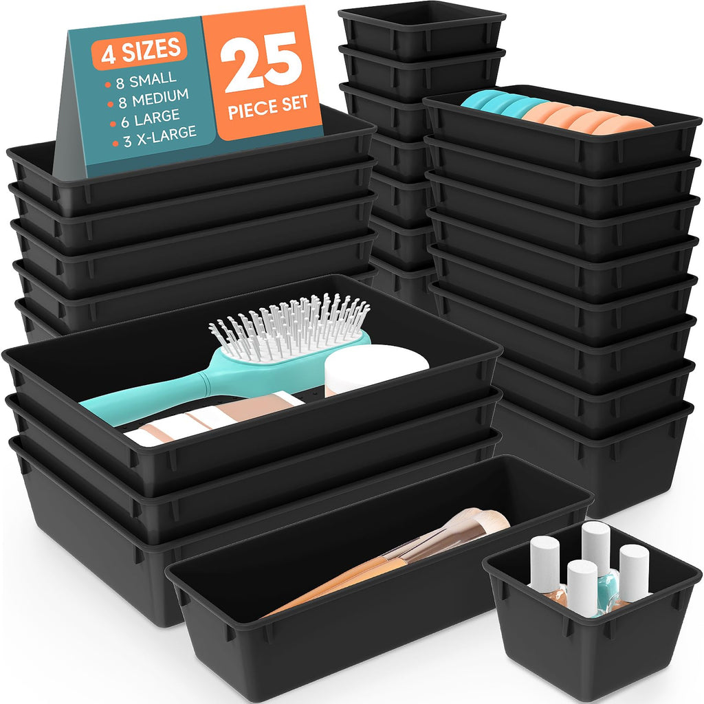 WOWBOX 25 PCS Plastic Drawer Organizer Set