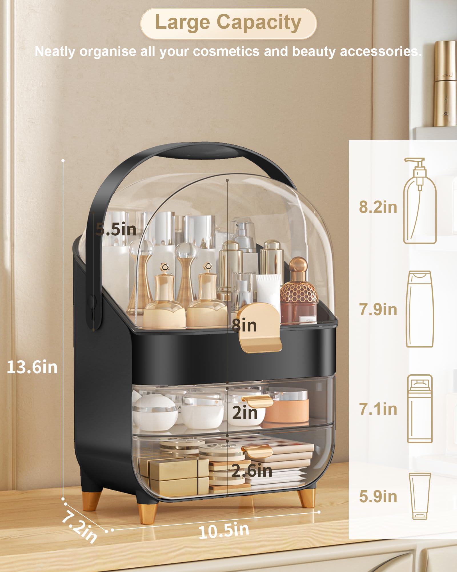 Makeup Organizer Countertop, Skincare Holder Bathroom Counter Organizer, Storage Box Cosmetic Display Cases, Teen Girl Gifts Make up Organizers