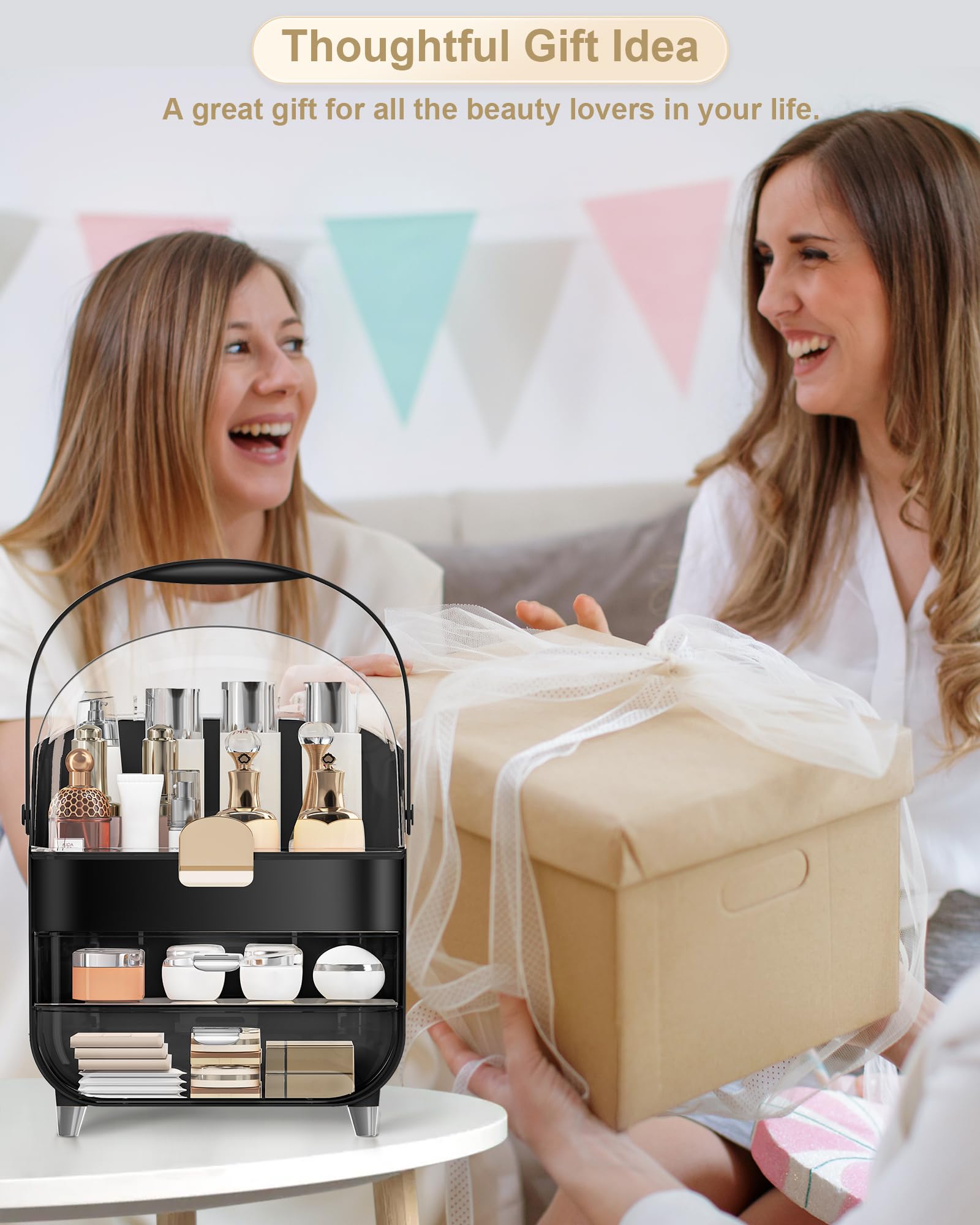 Makeup Organizer Countertop, Skincare Holder Bathroom Counter Organizer, Storage Box Cosmetic Display Cases, Teen Girl Gifts Make up Organizers