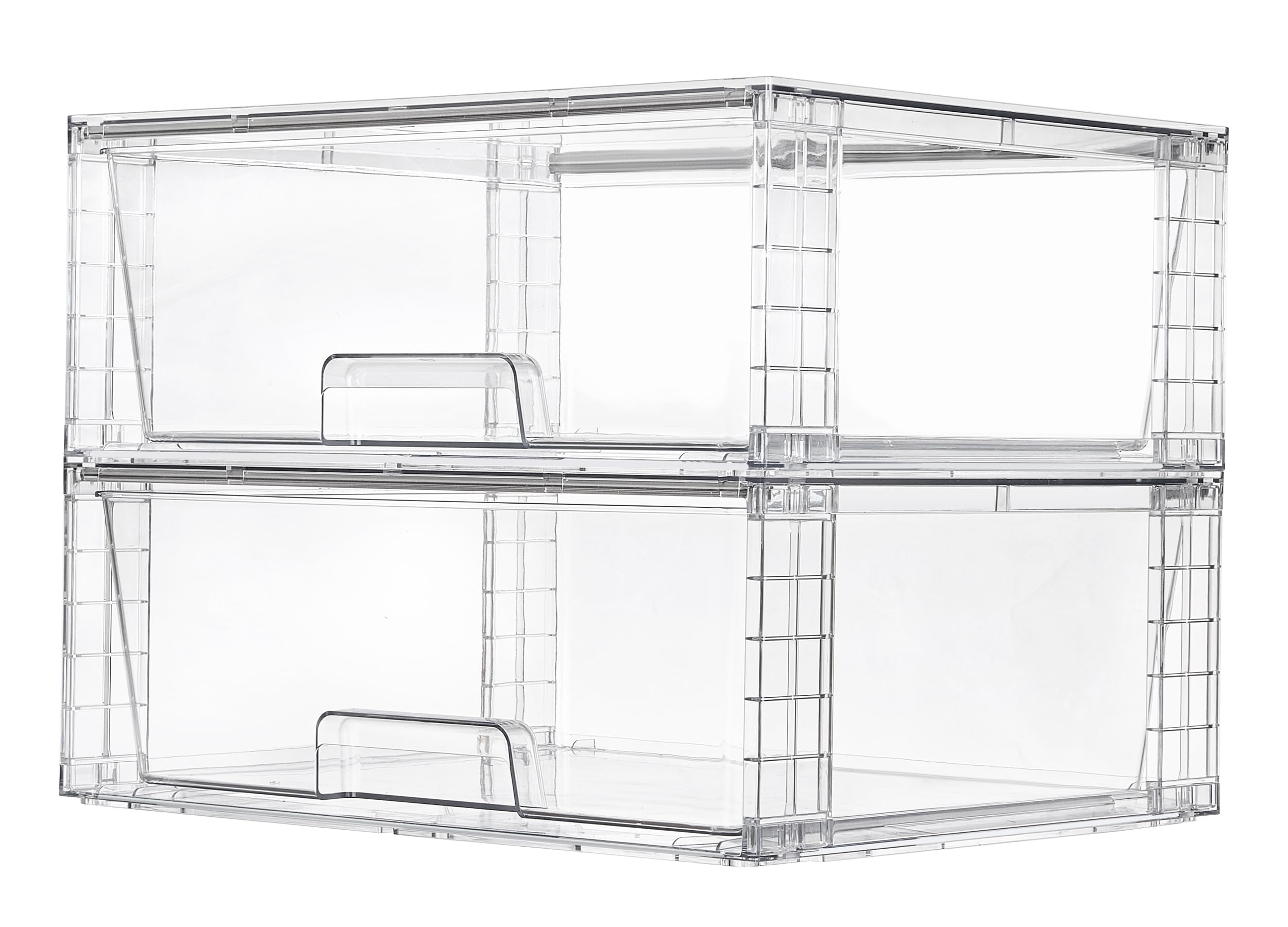 Vtopmart Large Stackable Storage Drawers,Easily Assemble Acrylic Bathroom Closet Undersink Organizers and Storage,Plastic Storage Bins for Kitchen Cabinets,Pantry,Makeup,Medicine Organization