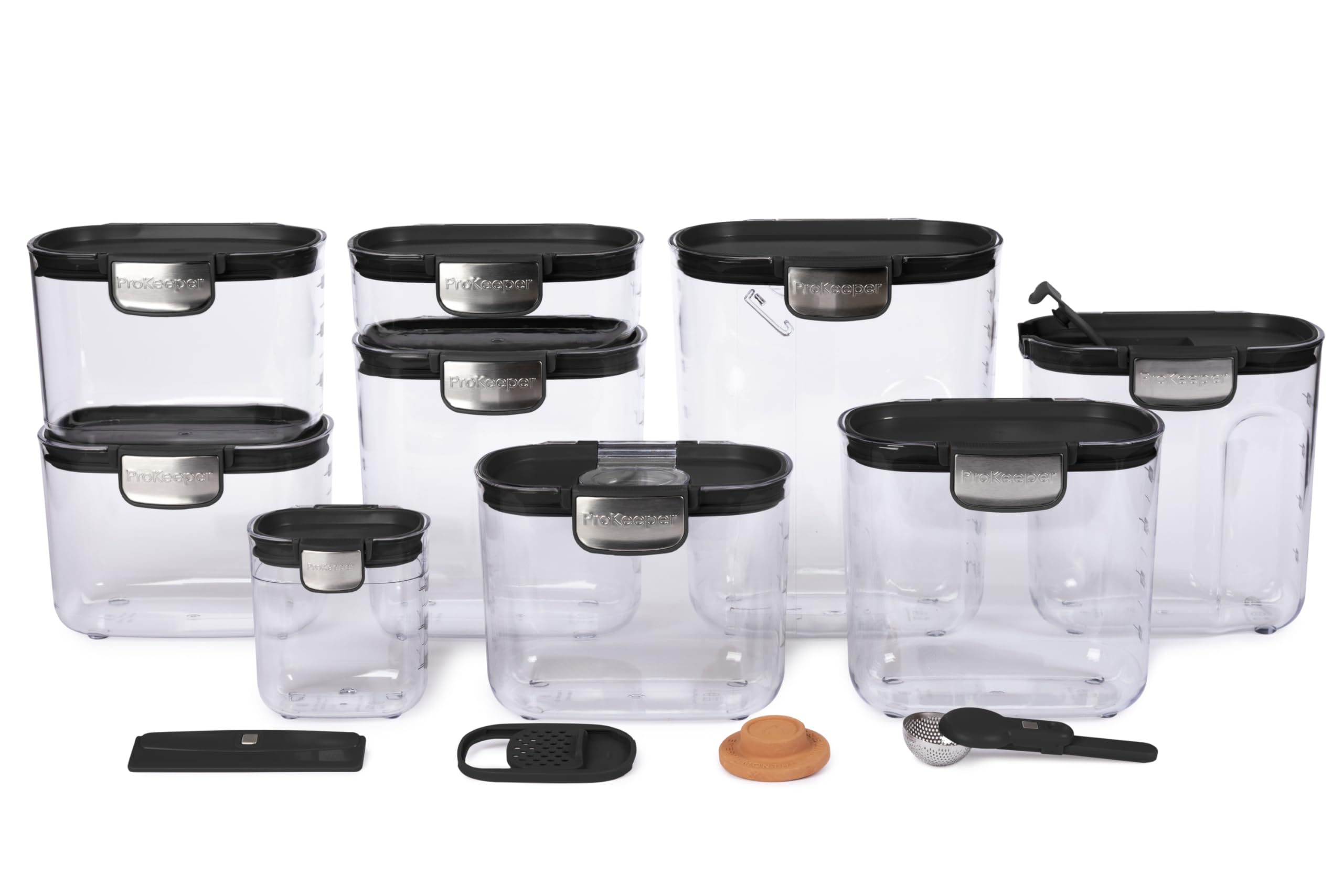 ProKeeper+ Airtight Food Storage Container Set – Clear Plastic Flour and Sugar Canister Set with Magnetic Accessories for Kitchen Organization