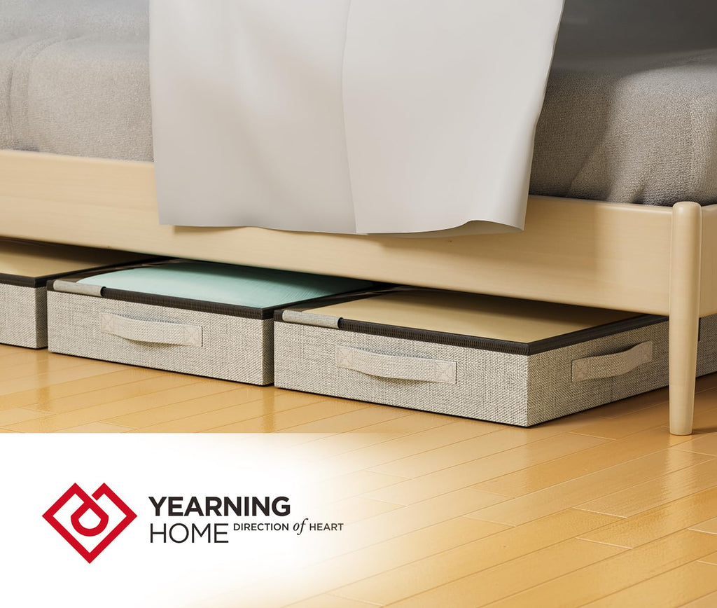 Under Bed Storage Containers,Underbed Storage 4.5 Inches Low Profile with Sturdy Sidewalls/Bottom for Clothes, Blanket, Pillows and Shoes,Storage Organizer with Lids, Under the Bed Storage Bags 2Pack