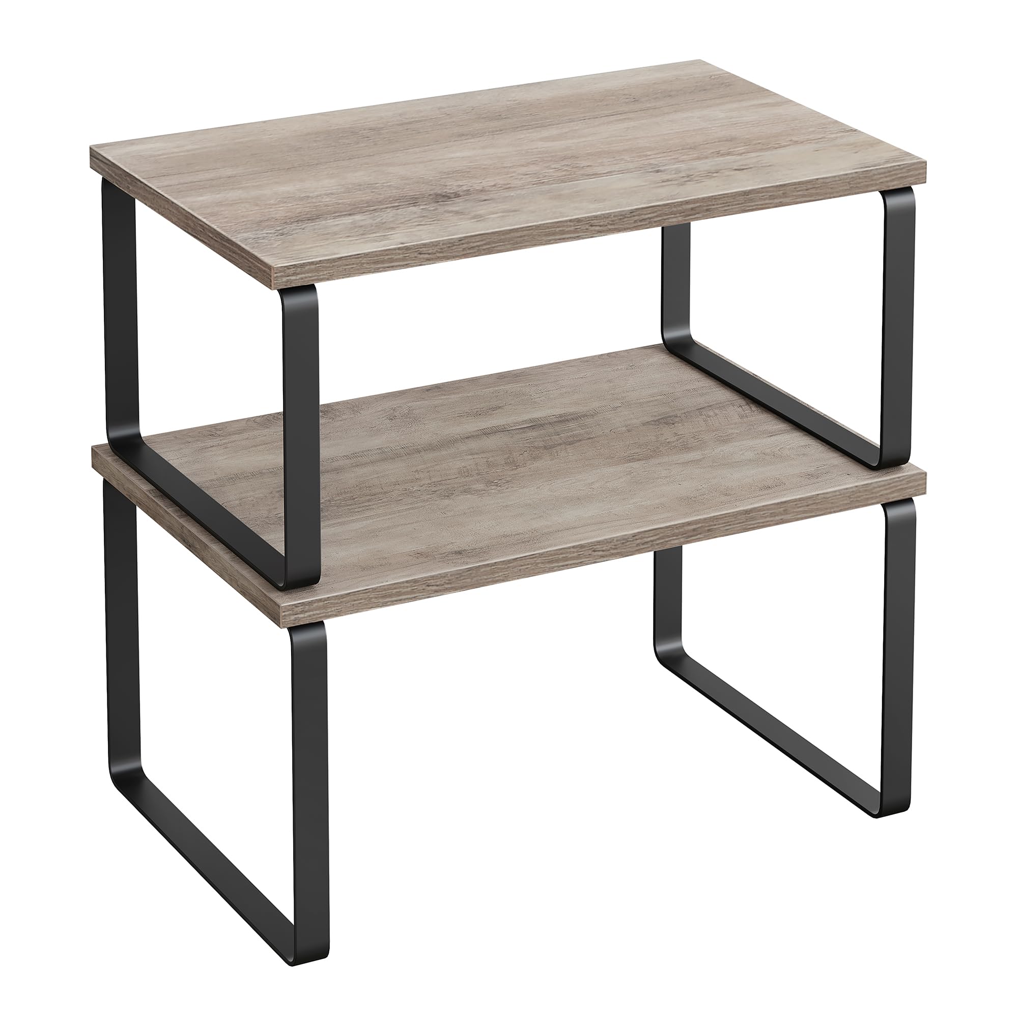 SONGMICS Cabinet Organizer Shelf, Set of 2 Kitchen Counter Shelves, Kitchen Storage, Spice Rack, Stackable, Expandable, Metal and Engineered Wood