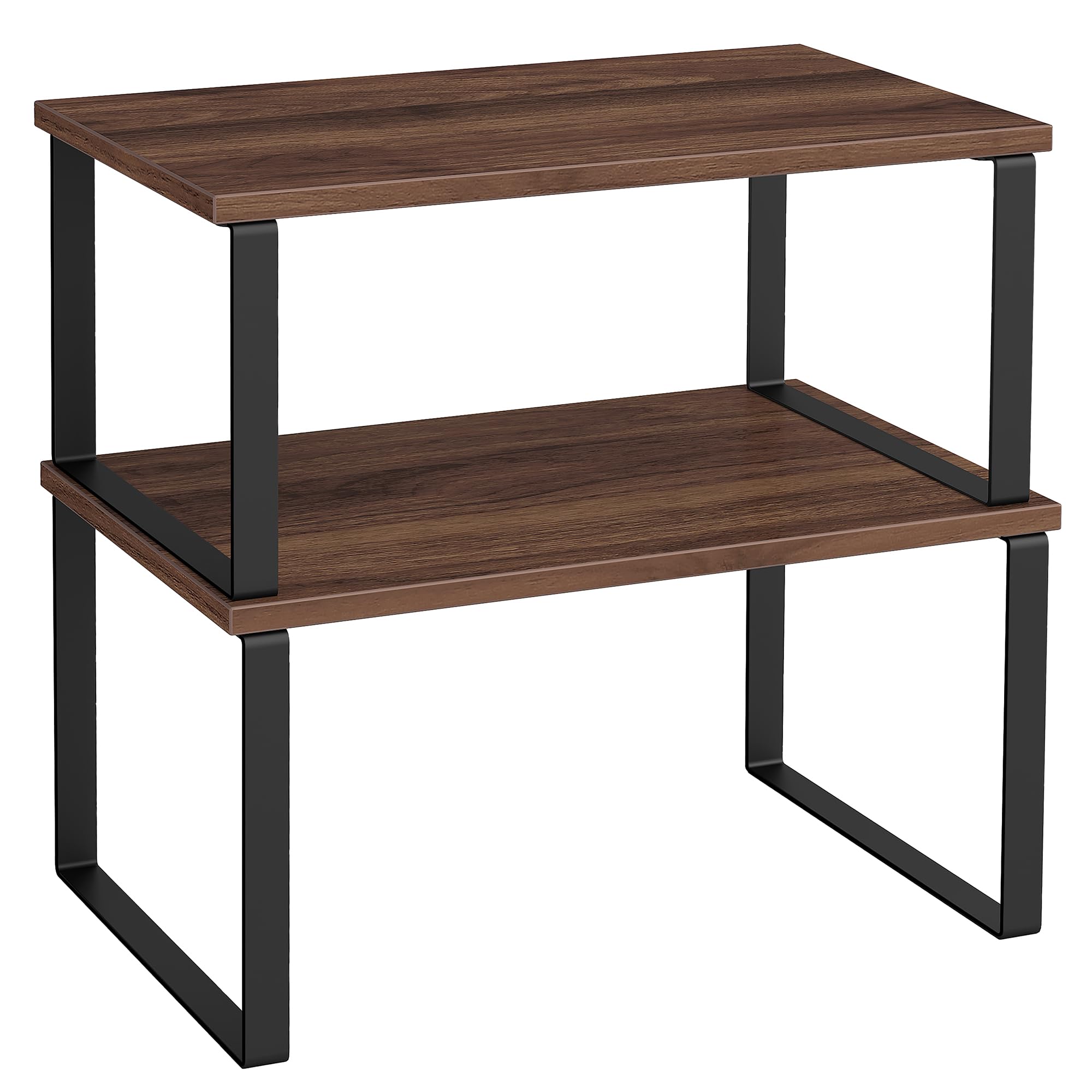SONGMICS Cabinet Organizer Shelf, Set of 2 Kitchen Counter Shelves, Kitchen Storage, Spice Rack, Stackable, Expandable, Metal and Engineered Wood