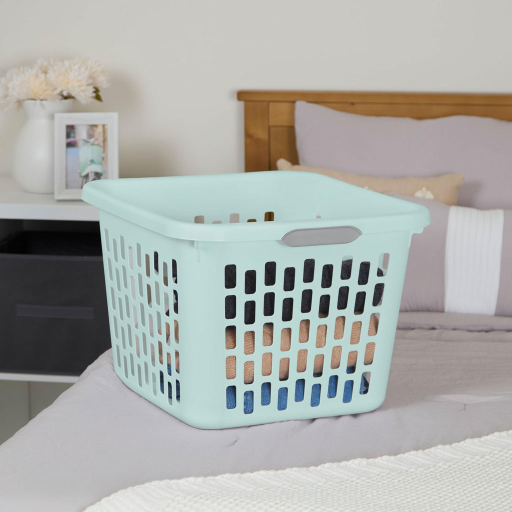 Sterilite Laundry Basket, Plastic Clothes Hamper, Large Square Bin with Comfort Grip Handles and Reinforced Rim