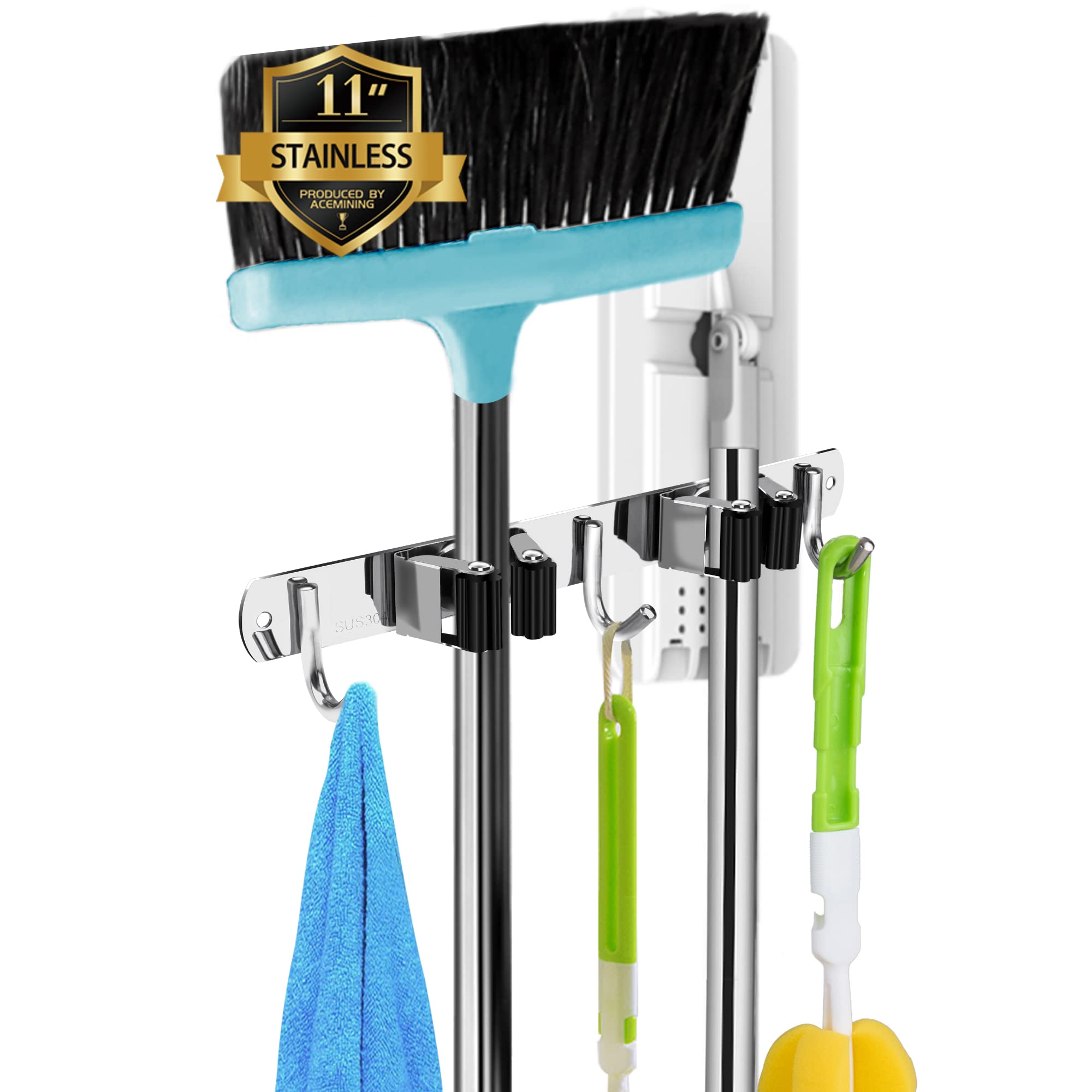 AceMining Broom and Mop Holder Wall Mounted Tools