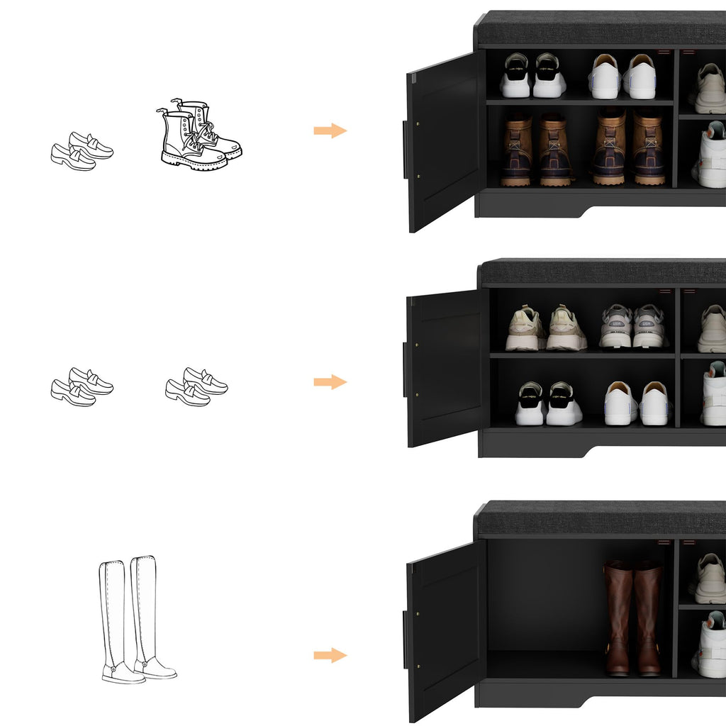2 Tier Shoe Storage Bench with Cushion Seat