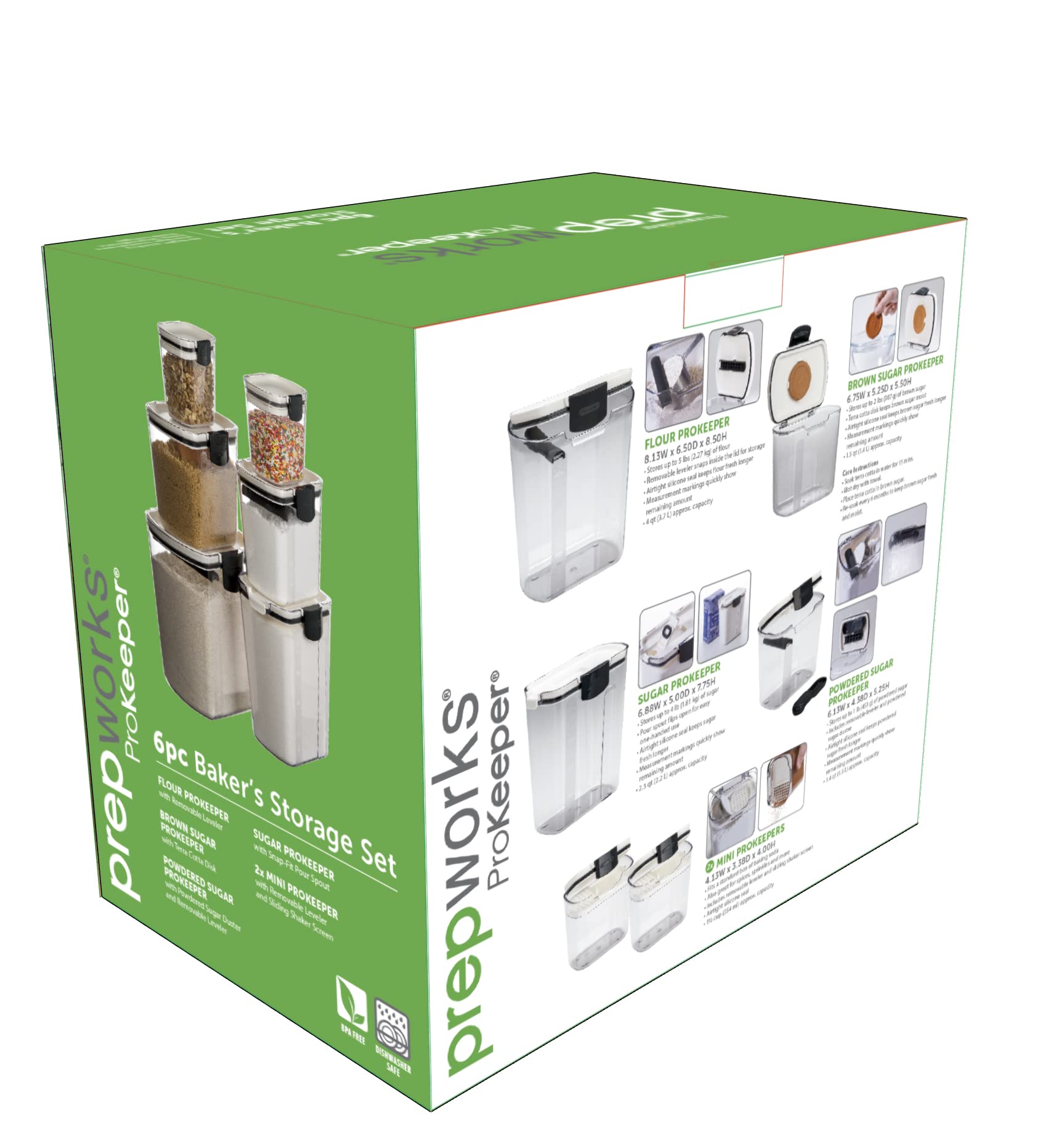 Progressive ProKeeper Baker's Airtight Kitchen Storage Canister Container Set for Flour, Sugar & More, Keeps Ingredients Fresh, with Accessories