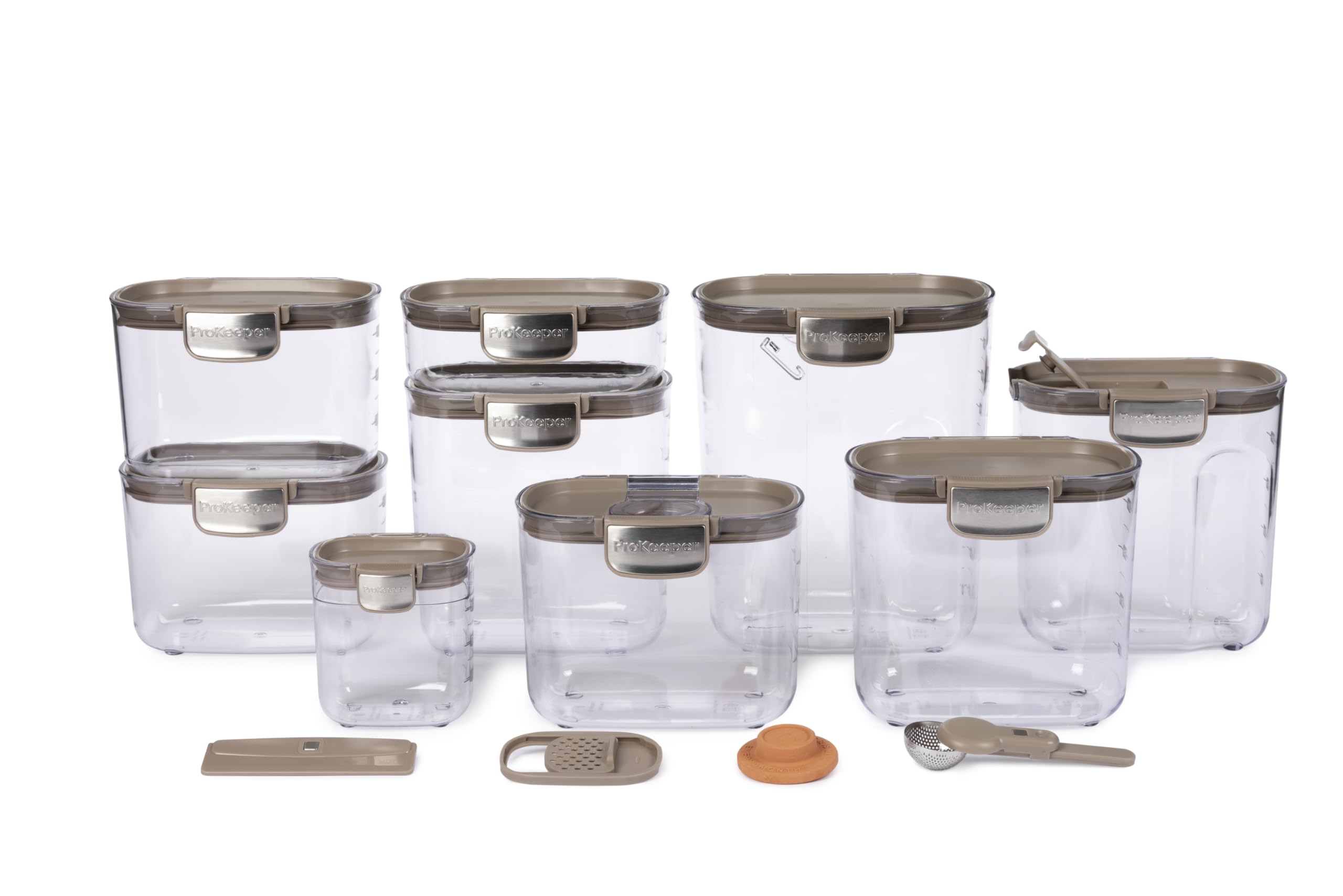 ProKeeper+ Airtight Food Storage Container Set – Clear Plastic Flour and Sugar Canister Set with Magnetic Accessories for Kitchen Organization