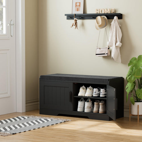 2 Tier Shoe Storage Bench with Cushion Seat