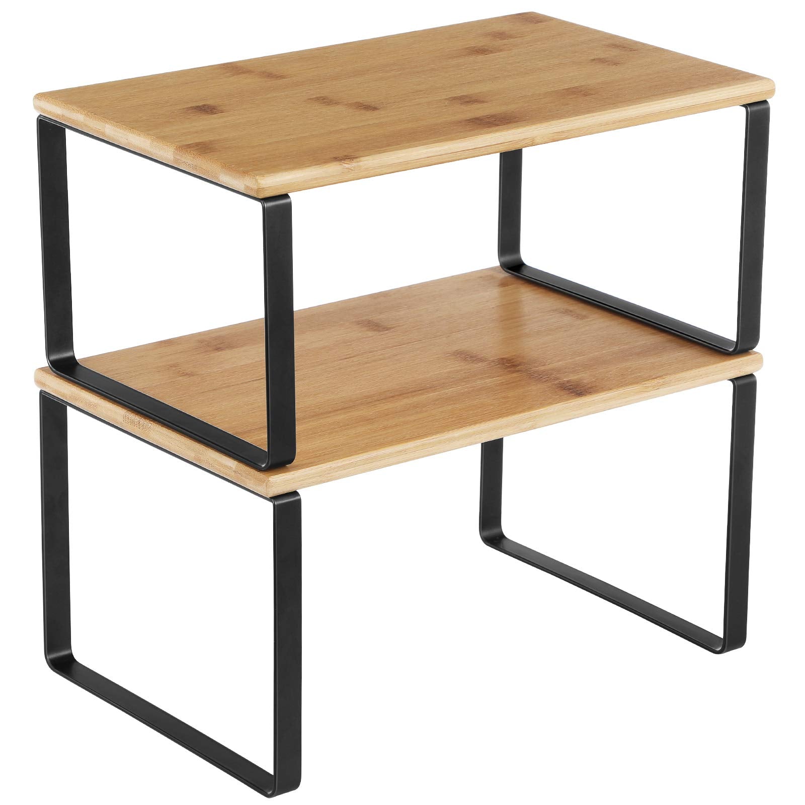 SONGMICS Cabinet Organizer Shelf, Set of 2 Kitchen Counter Shelves, Kitchen Storage, Spice Rack, Stackable, Expandable, Metal and Engineered Wood