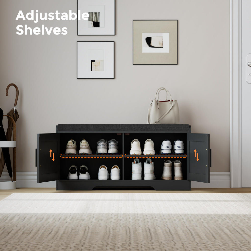 2 Tier Shoe Storage Bench with Cushion Seat