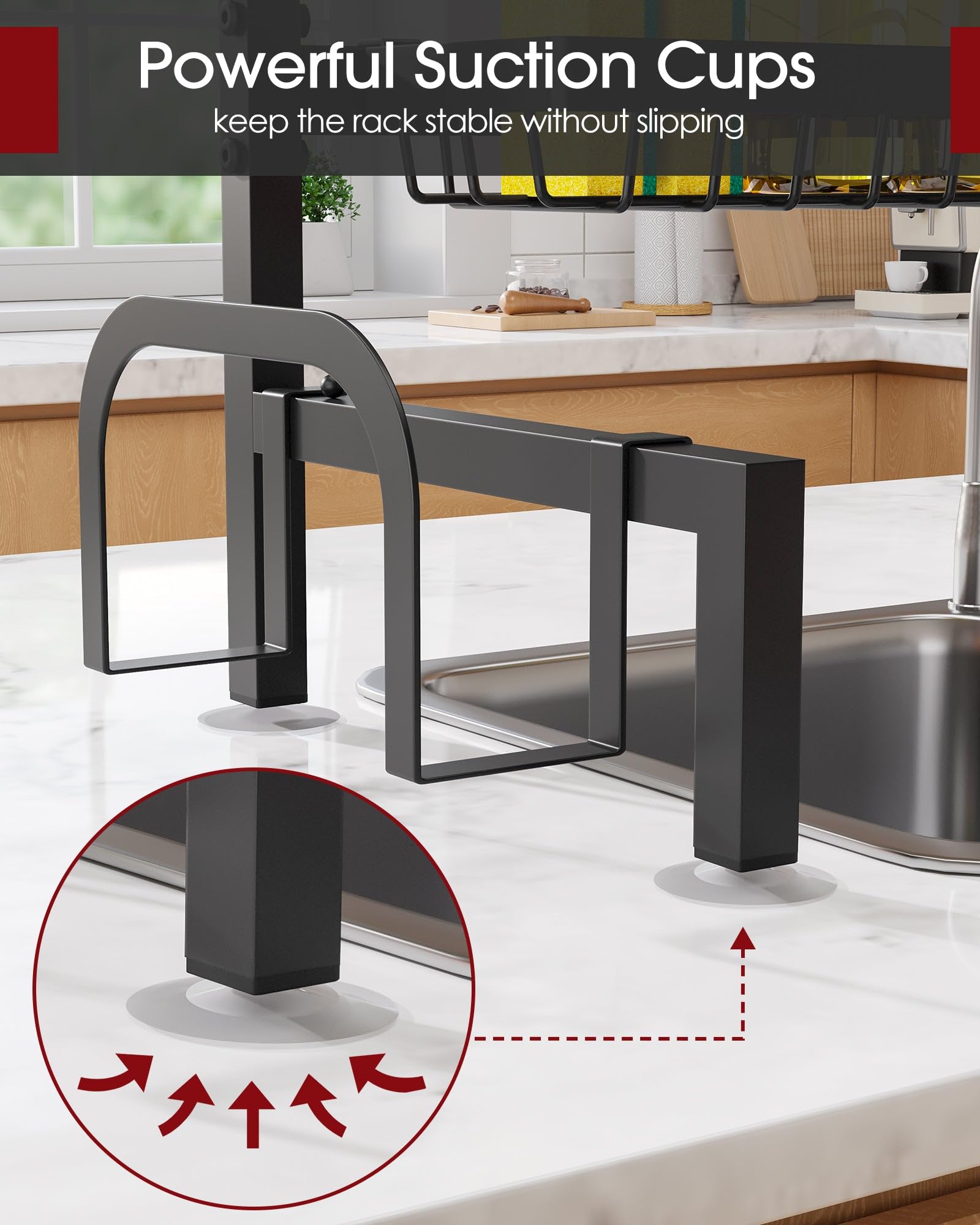Sakugi Over The Sink Dish Drying Rack - Adjustable Stainless Steel Drainer with Cutlery & Utensil Holders, Kitchen Storage & Organization