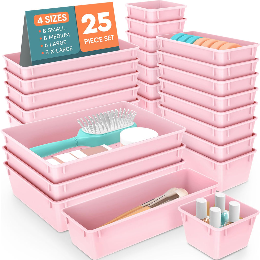 WOWBOX 25 PCS Plastic Drawer Organizer Set