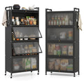 Giantex 5-Tier Kitchen Storage Cabinet, Mobile Microwave Stand with Flip-up PC Doors, Freestanding Kitchen Bakers Rack with 4 Rolling Casters, for Dining Room, Living Room and Study