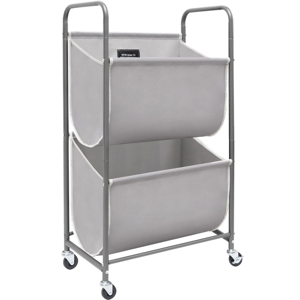 STORAGE MANIAC 80 Liters Vertical Rolling Laundry Hamper, 2 Section Laundry Sorter with Wheels and 2 Breaks, 2-tier Laundry Baskets for Small Space, Dorm, Laundry Room, Closet, Bathroom