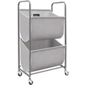 STORAGE MANIAC 80 Liters Vertical Rolling Laundry Hamper, 2 Section Laundry Sorter with Wheels and 2 Breaks, 2-tier Laundry Baskets for Small Space, Dorm, Laundry Room, Closet, Bathroom