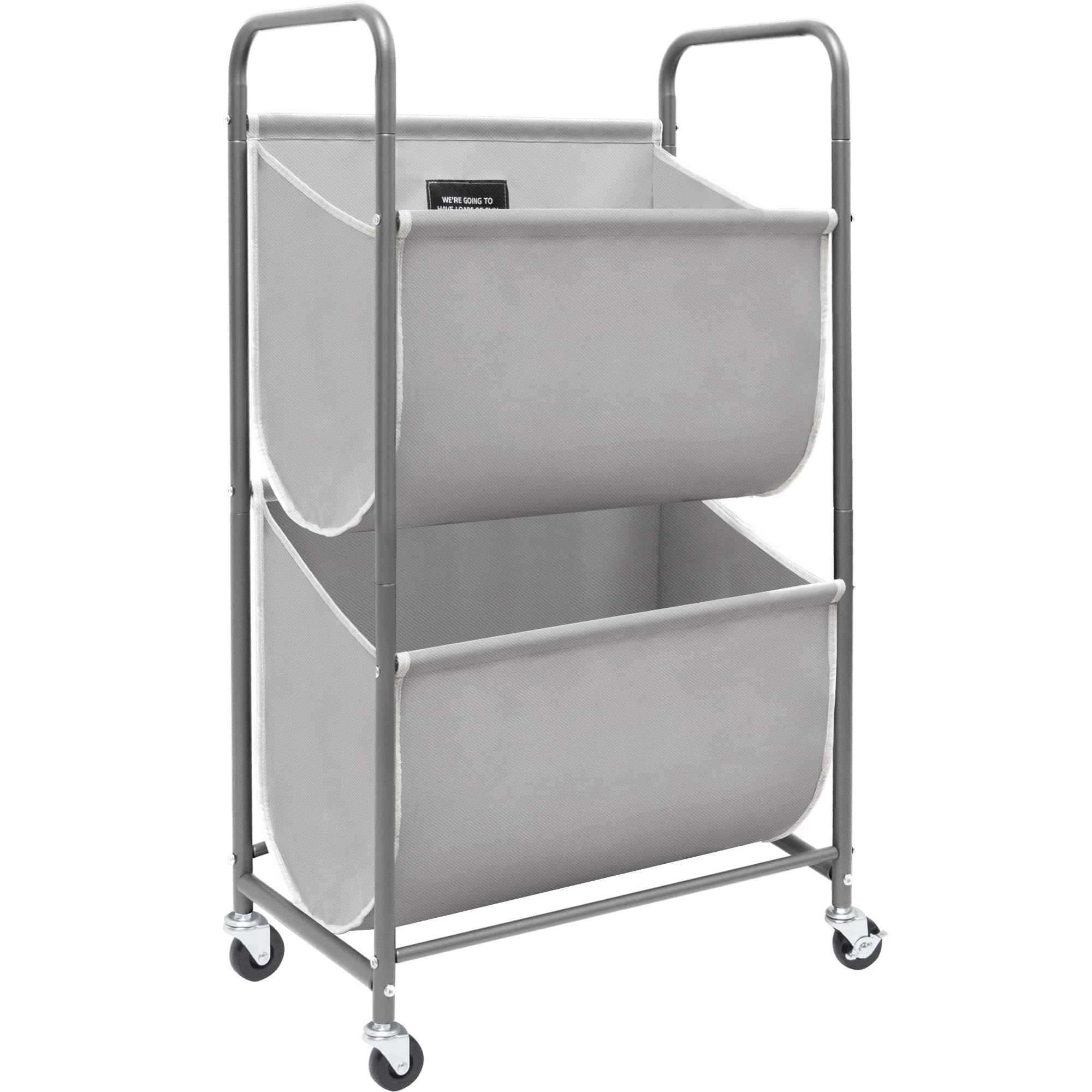 STORAGE MANIAC 80 Liters Vertical Rolling Laundry Hamper, 2 Section Laundry Sorter with Wheels and 2 Breaks, 2-tier Laundry Baskets for Small Space, Dorm, Laundry Room, Closet, Bathroom