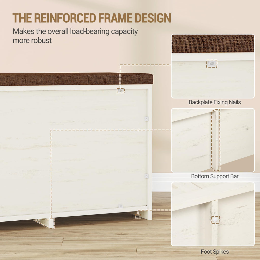 2 Tier Shoe Storage Bench with Cushion Seat