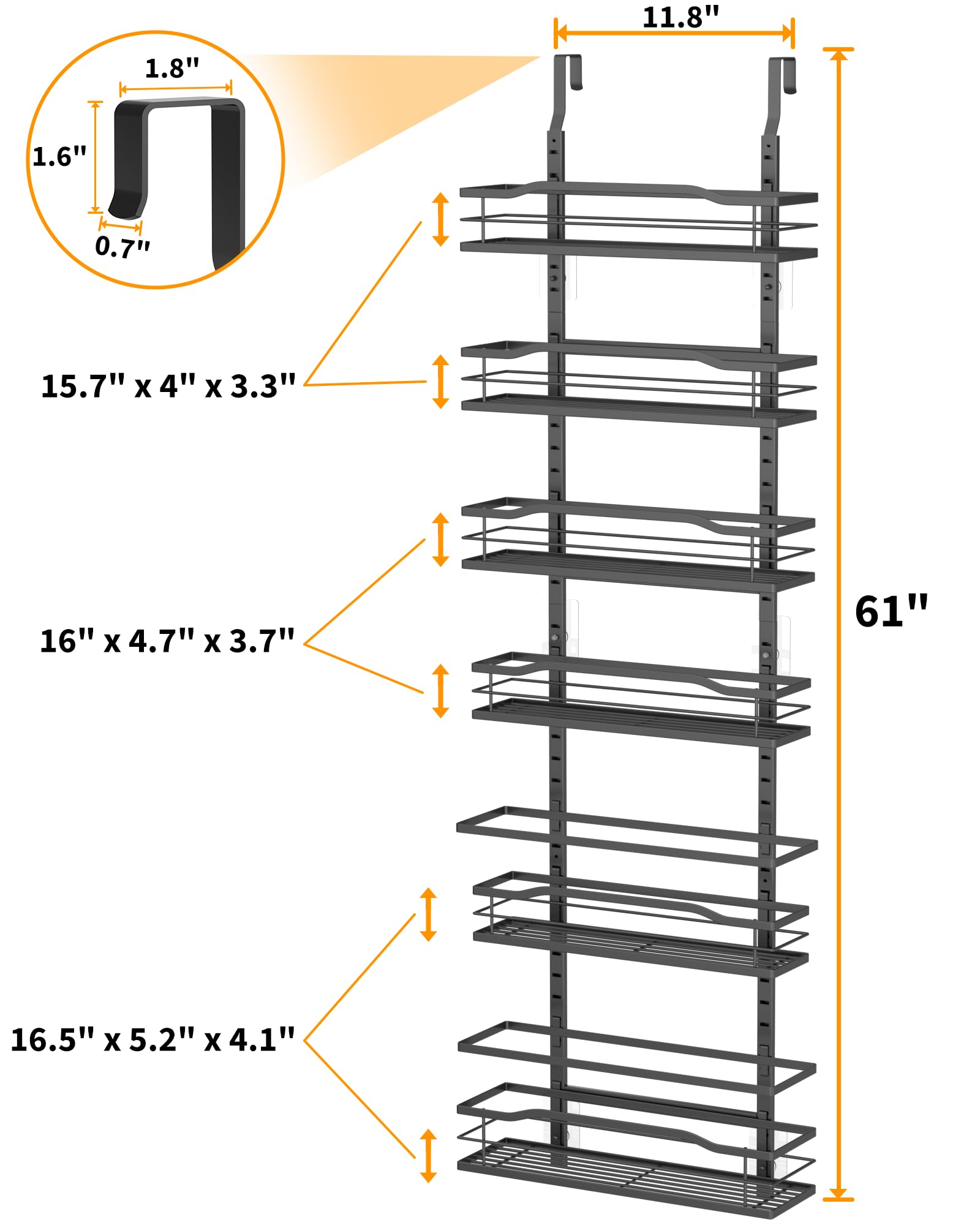 Moforoco 9-Tier Over The Door Pantry Organizer, Pantry Organization And Storage, Black Metal Hanging Spice Rack Shelves Door, Home & Kitchen Essentials, Laundry Room Bathroom Organization