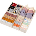 Criusia Sock Underwear Drawer Organizer Dividers, Fabric Foldable Dresser Closet Organizers and Storage Bins for Baby Clothing, Women Men Underwear Socks, Bra, Ties, Scarf