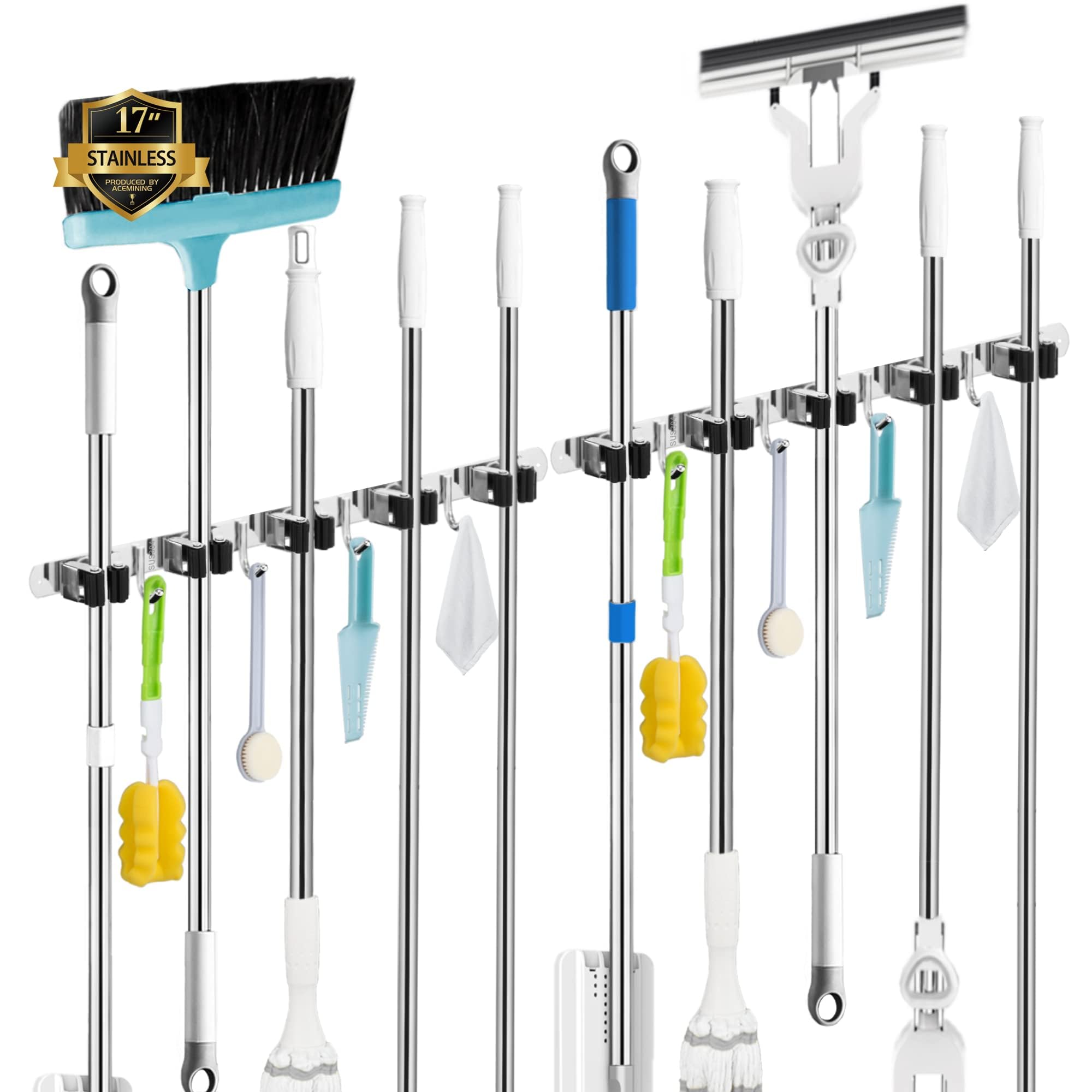 AceMining Broom and Mop Holder Wall Mounted Tools