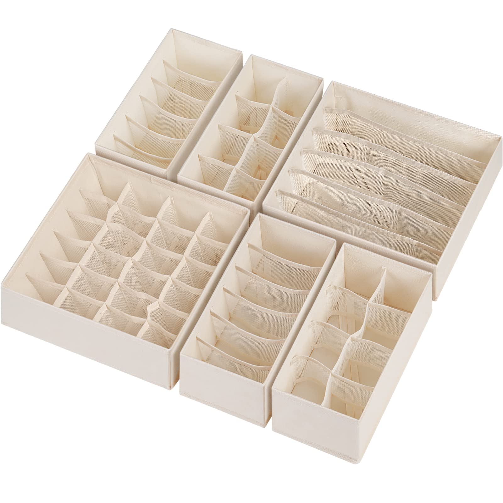 Criusia Sock Underwear Drawer Organizer Dividers, Fabric Foldable Dresser Closet Organizers and Storage Bins for Baby Clothing, Women Men Underwear Socks, Bra, Ties, Scarf