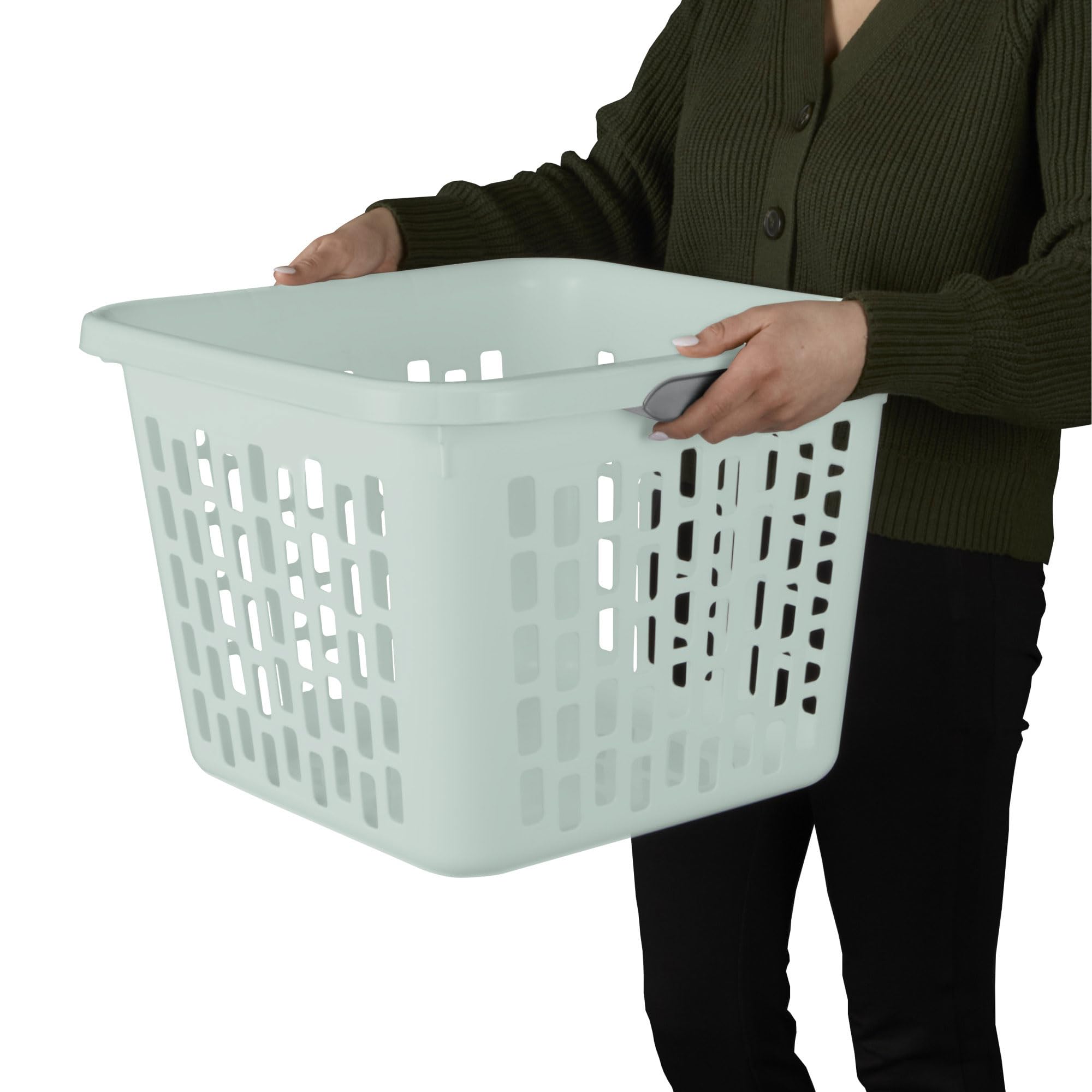 Sterilite Laundry Basket, Plastic Clothes Hamper, Large Square Bin with Comfort Grip Handles and Reinforced Rim