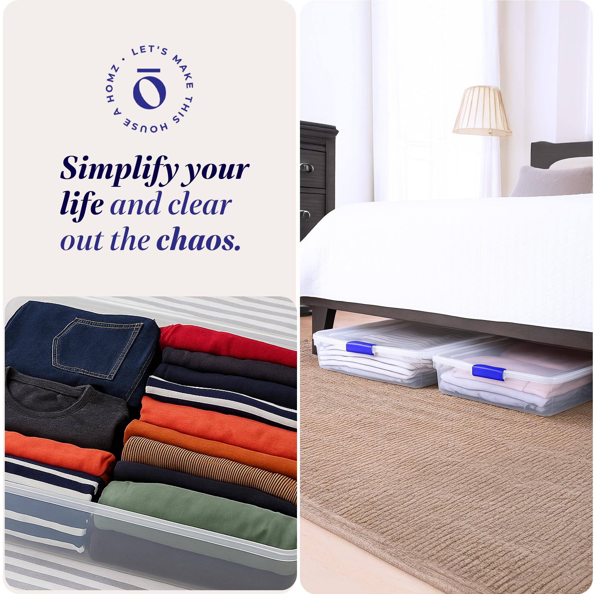 HOMZ Clear Latching Underbed Plastic Storage