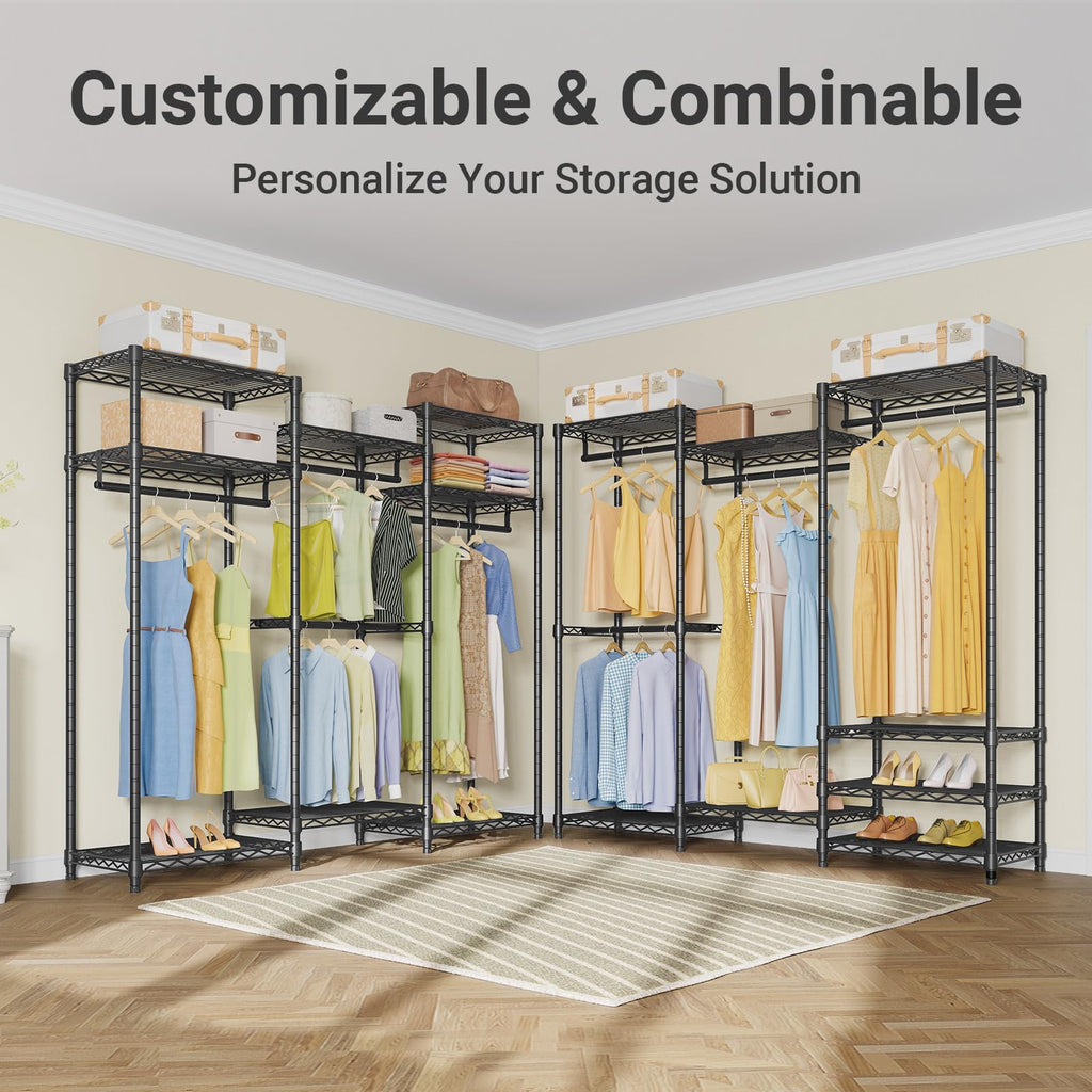 VIPEK V5 Portable Closet Wardrobe Heavy Duty Clothes Rack, Freestanding Clothing Rack with 4 Hang Rods & 8 Shelves, Adjustable Custom Closet Rack