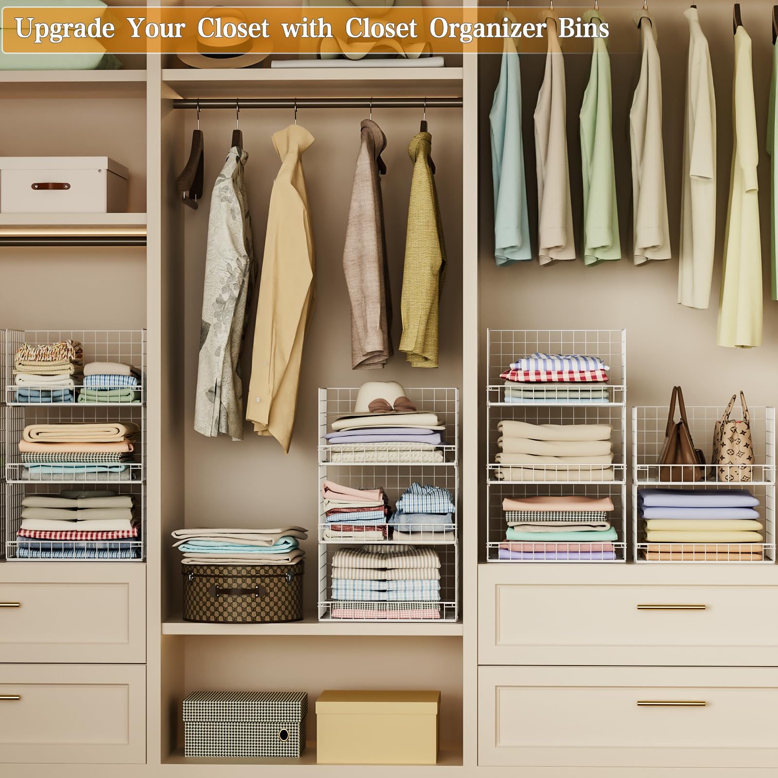 Closet Shelf Organizer Basket for Closet