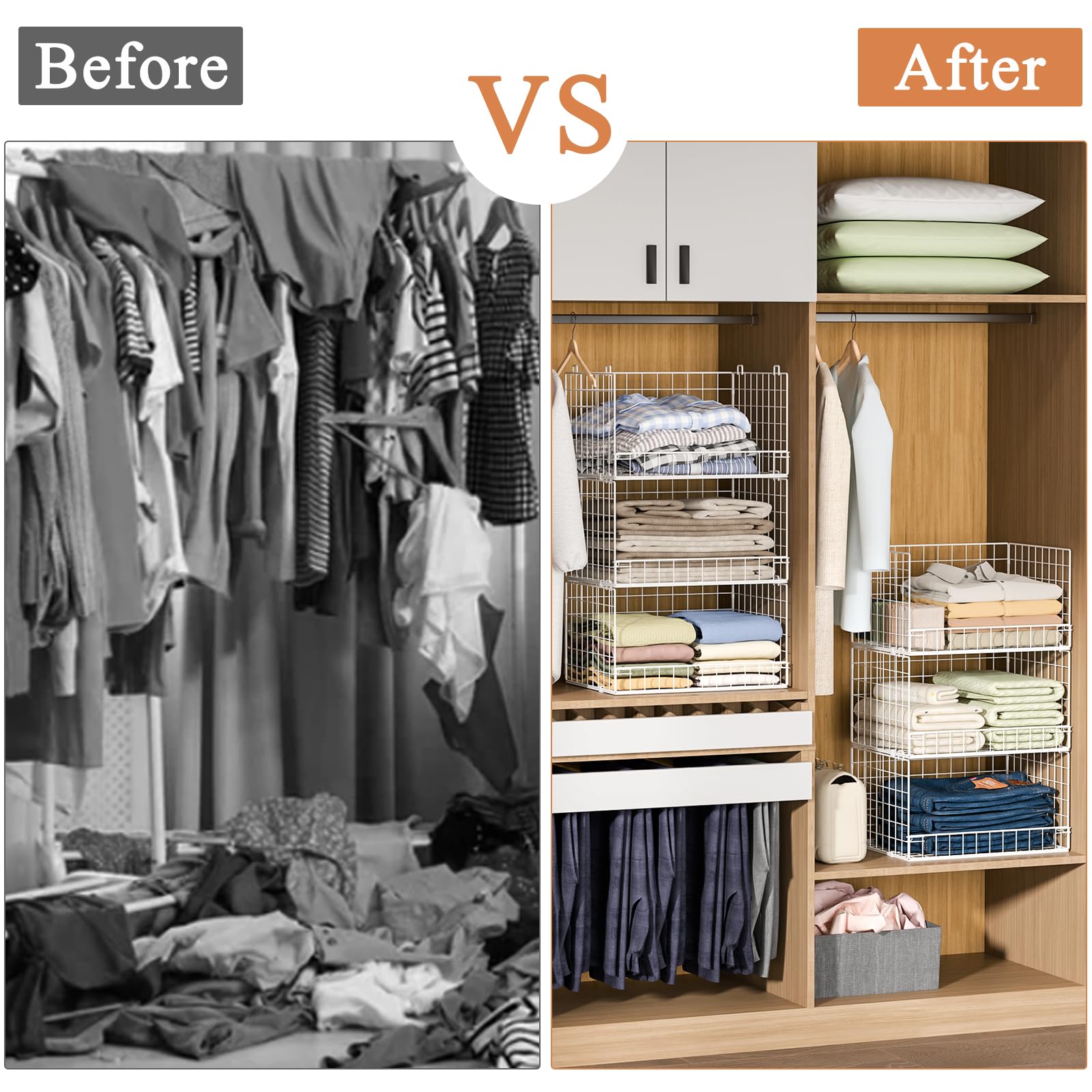 Closet Shelf Organizer Basket for Closet