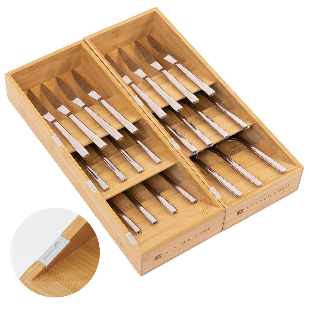 KitchenEdge Premium Kitchen Drawer Organizer, Bamboo