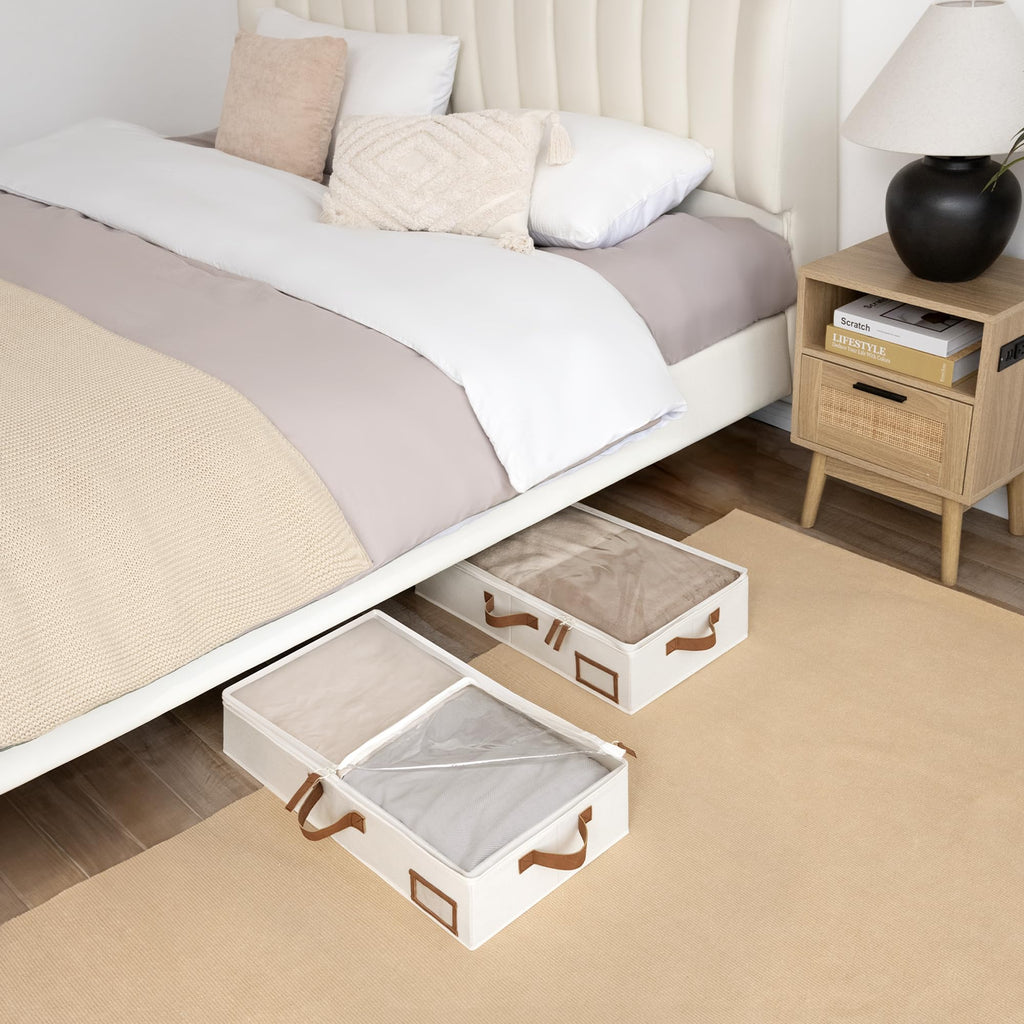 StorageWorks Underbed Storage Bins, Under Bed Storage Containers with Zippers, Closet Organizer for Clothes, Blankets