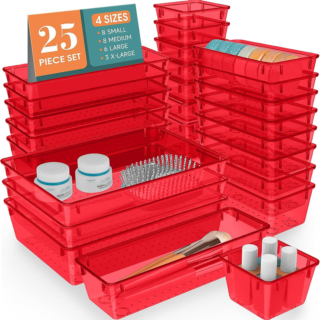 WOWBOX 25 PCS Plastic Drawer Organizer Set