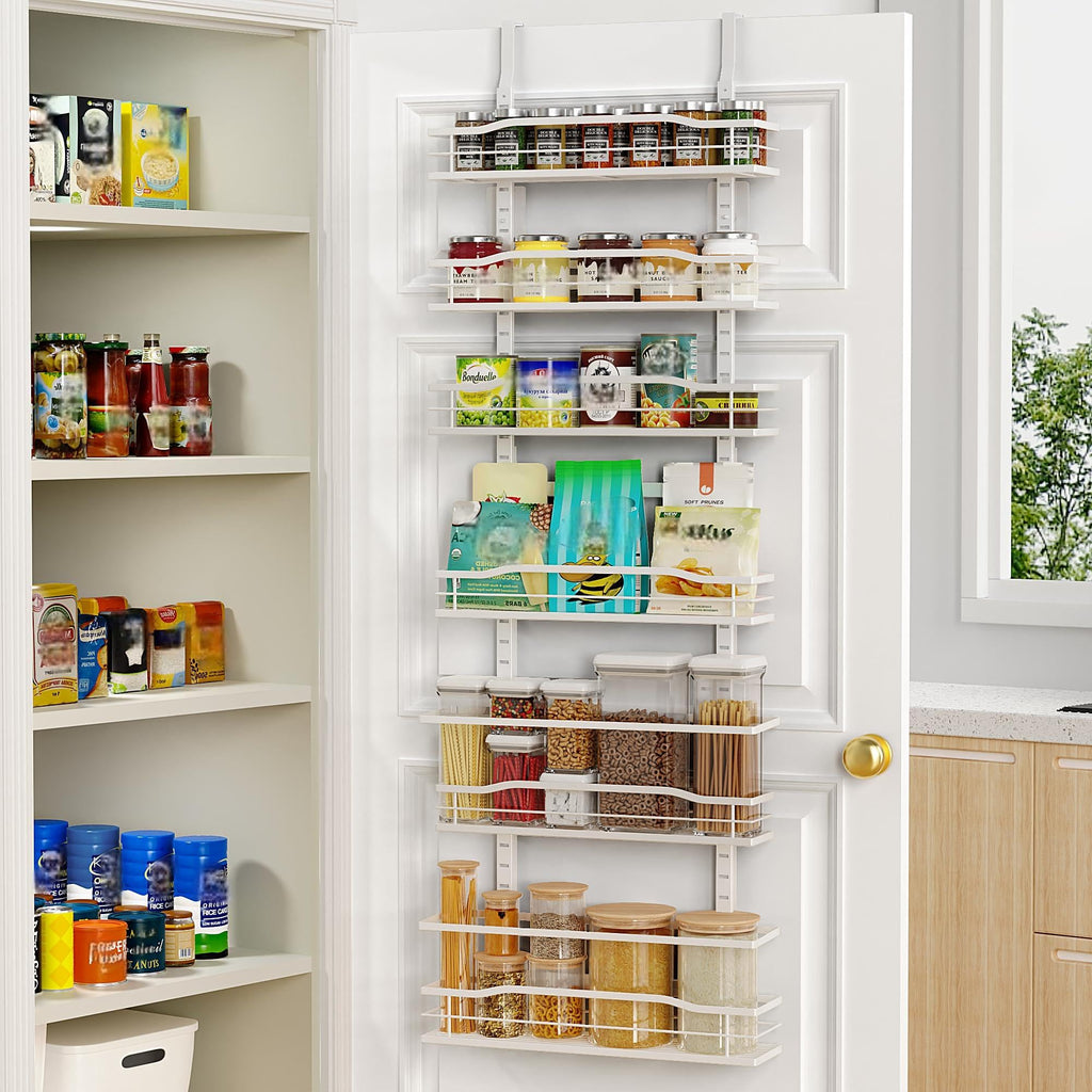 Moforoco 9-Tier Over The Door Pantry Organizer, Pantry Organization And Storage, Black Metal Hanging Spice Rack Shelves Door, Home & Kitchen Essentials, Laundry Room Bathroom Organization